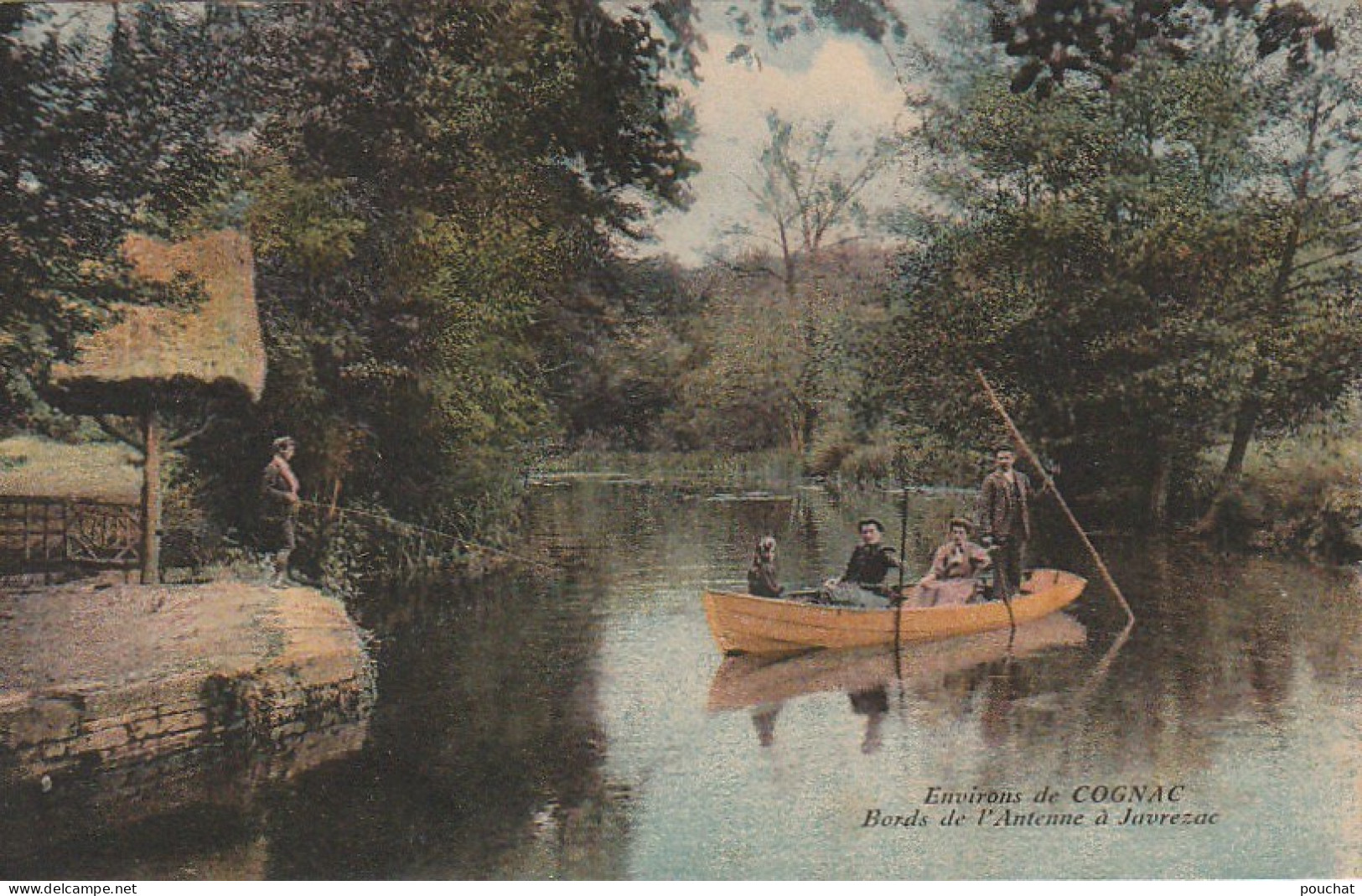 PE 7-(16) ENVIRONS DE COGNAC - BORDS DE L' ANTENNE A JAVREZAC - BARQUE , CANOTEURS , PECHEUR- CARTE COLORISEE  - 2 SCANS - Autres & Non Classés