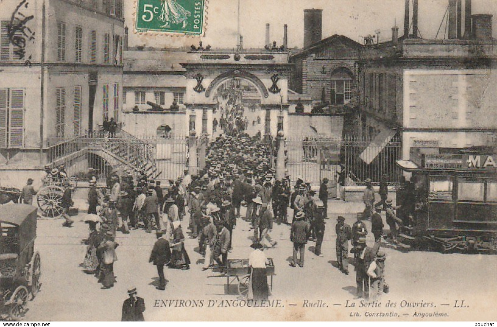 PE 7-(16) ENVIRONS D' ANGOULEME - RUELLE  - LA SORTIE DES OUVRIERS - TRAMWAY - 2 SCANS - Autres & Non Classés