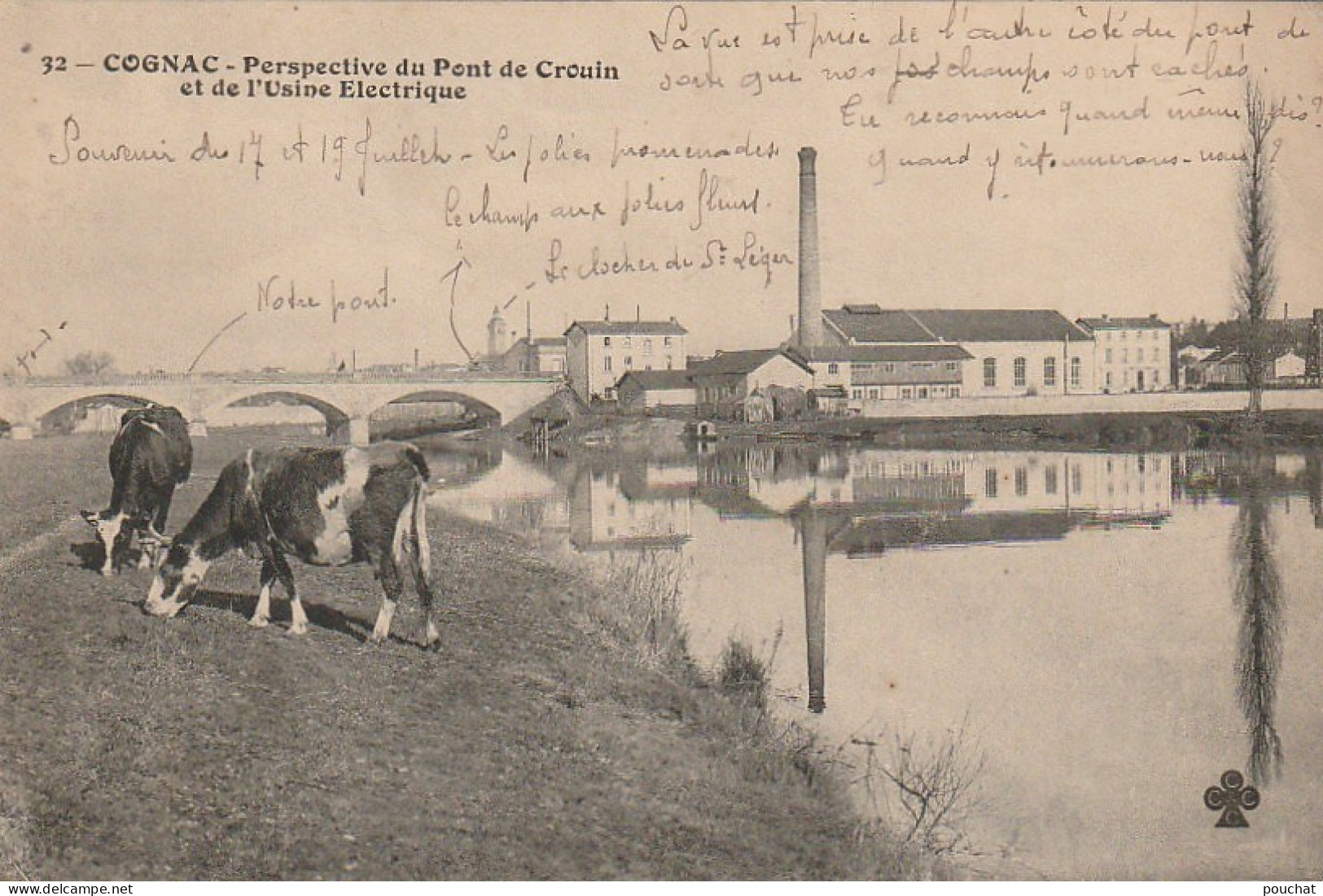 PE 7-(16) COGNAC - PERSPECTIVE DU PONT DE CROUIN ET DE L' USINE ELECTRIQUE - 2 SCANS - Cognac