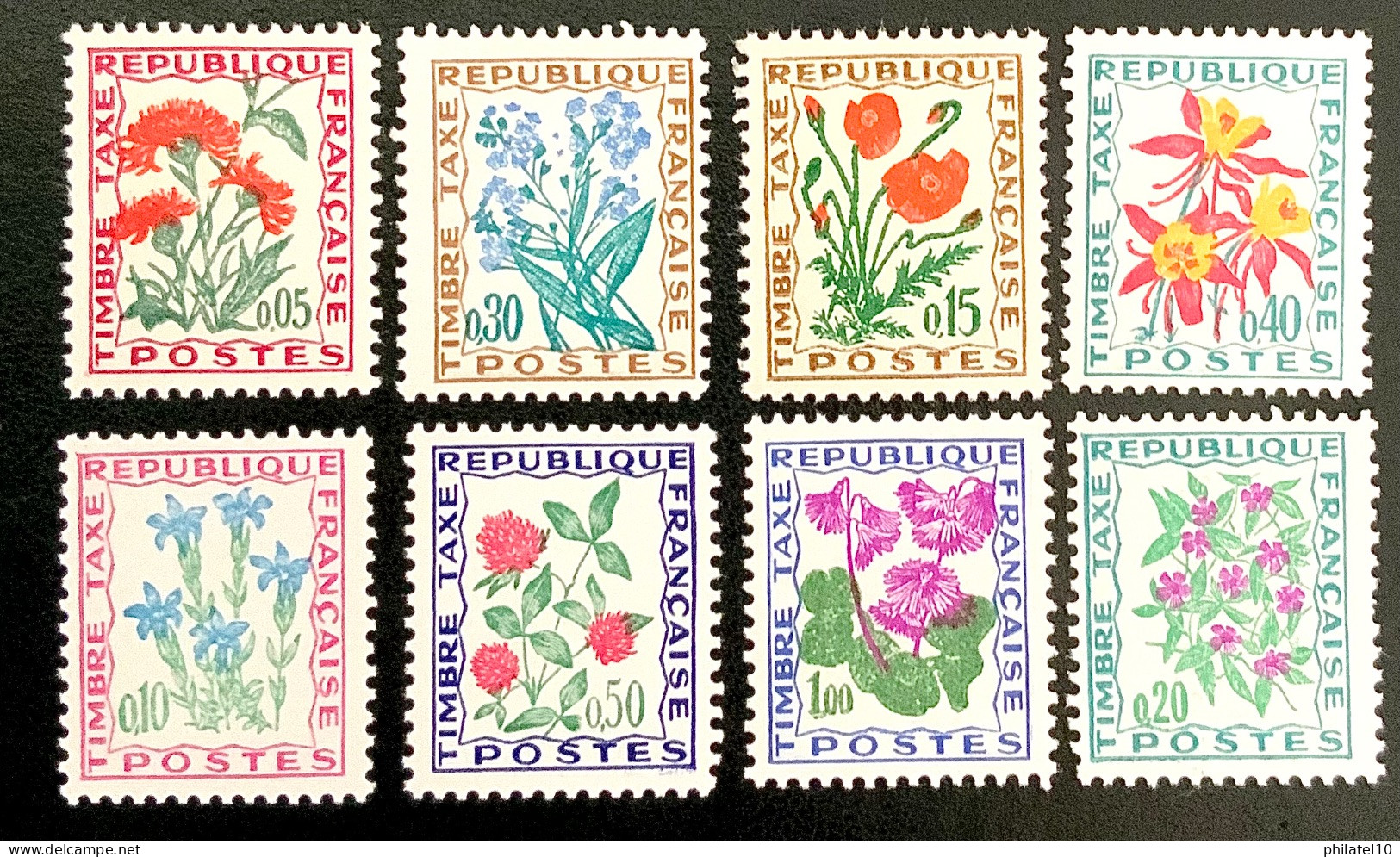 FRANCE N 95 A 102 TIMBRES TAXE SÉRIE FLEURS DES CHAMPS - NEUF** - 1960-.... Mint/hinged