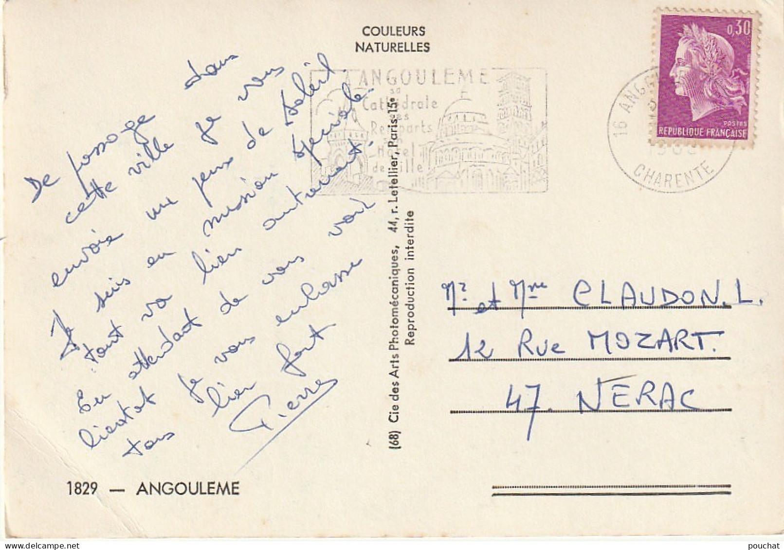 PE 8-(16) CARTE POSTALE POUR LES GENS PRESSES - CARTE MULIVUES COULEURS D' ANGOULEME - 2 SCANS - Angouleme