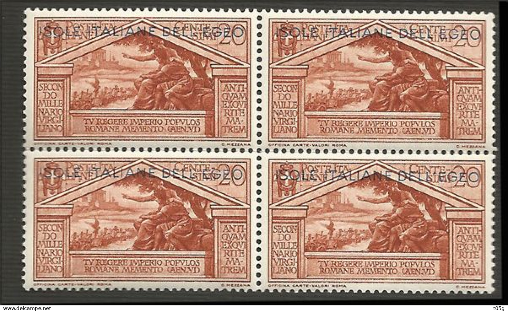 GREECE-GRECE- HELLAS, ITALY EGEO 1930: From Set "Virgil" Block/4 MNH** - Egeo