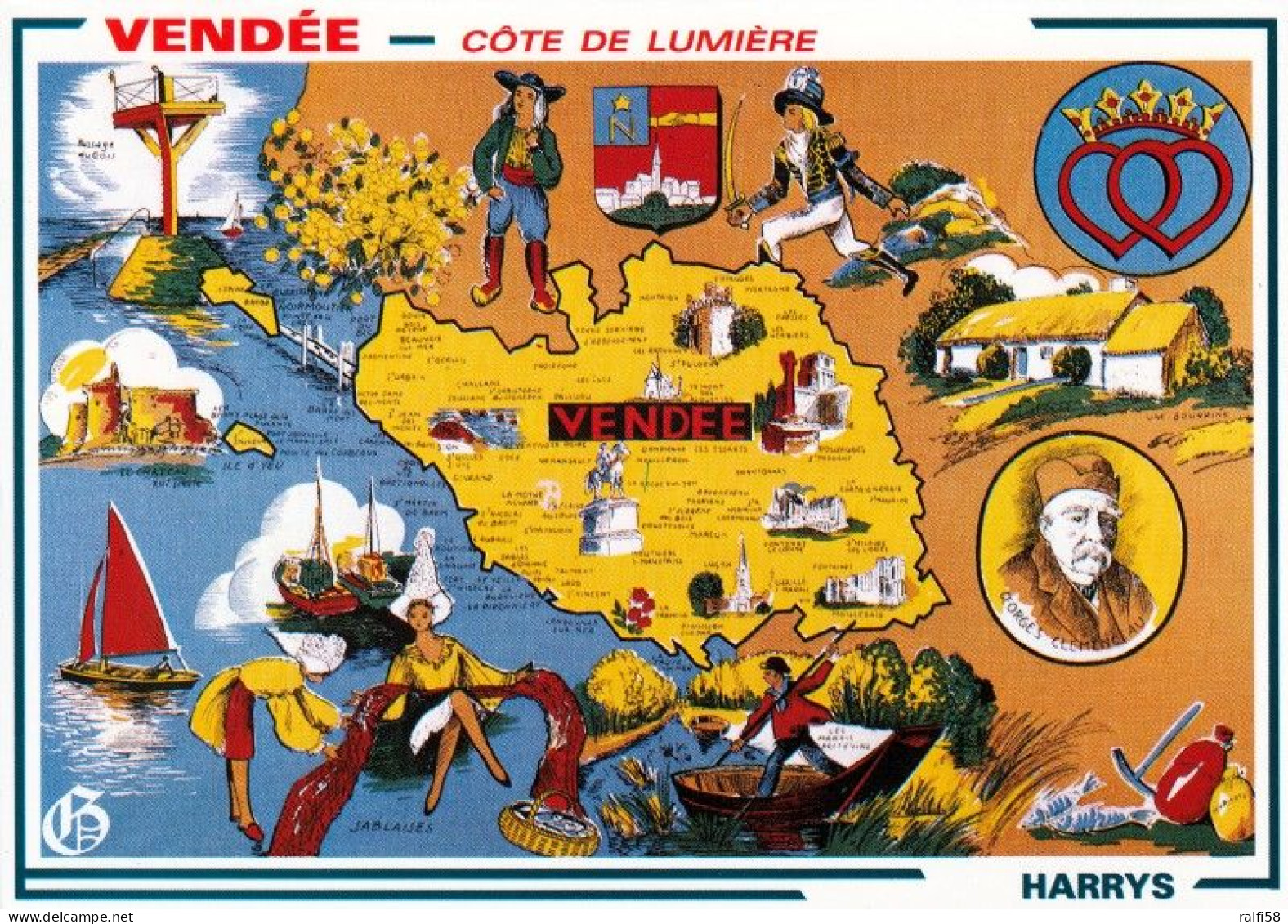 1 Map Of France * 1 Ansichtskarte Mit Der Landkarte - Département Vendée - Ordnungsnummer 85 * - Cartes Géographiques