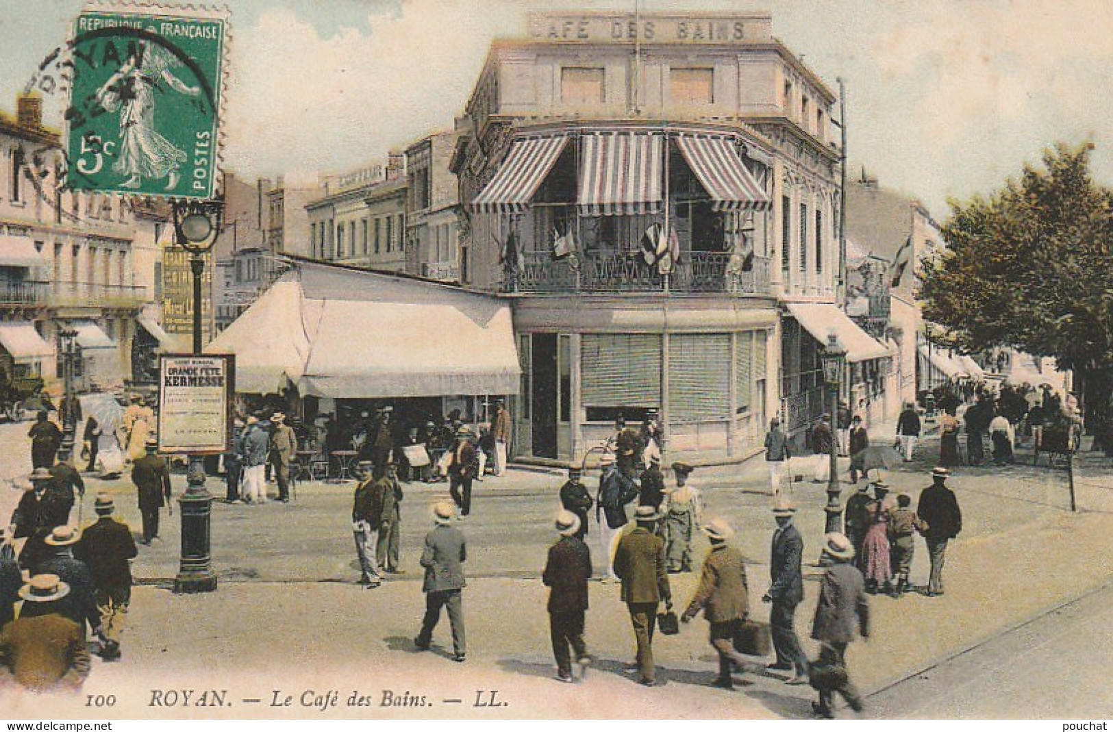 PE 10-(17) ROYAN - LE CAFE DES BAINS - ANIMATION - CARTE COLORISEE  - 2 SCANS - Royan