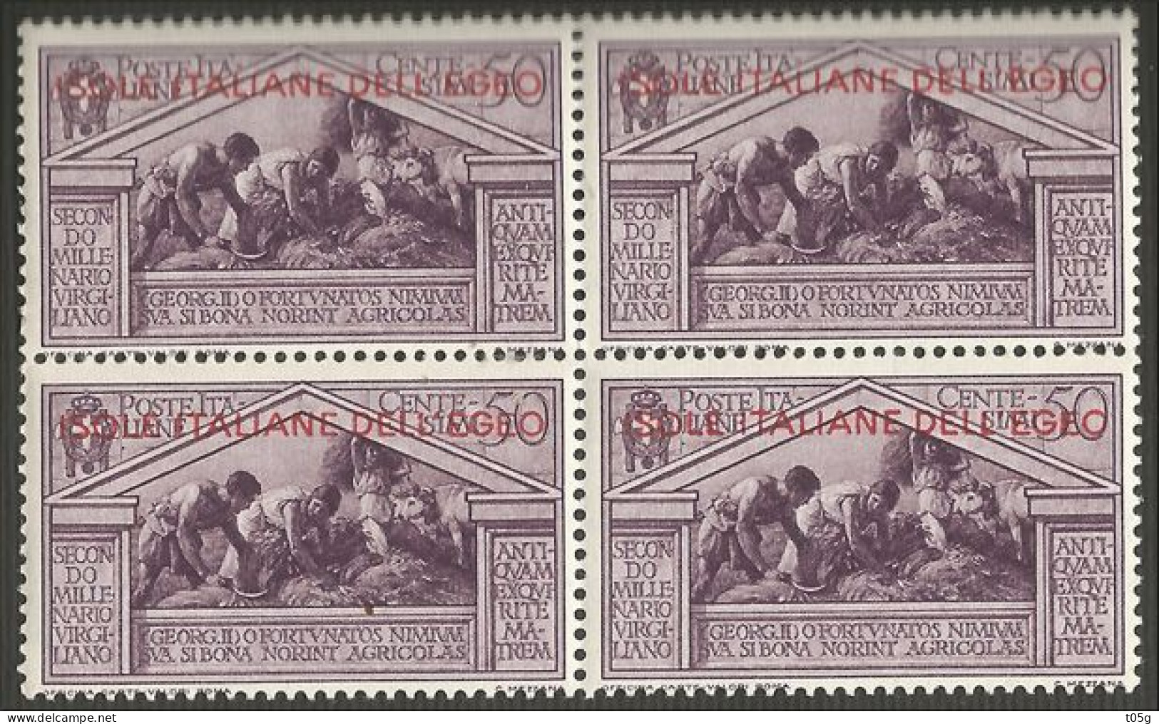 GREECE-GRECE- HELLAS, ITALY EGEO 1930: From Set "Virgil" Block/4 MNH** - Egée