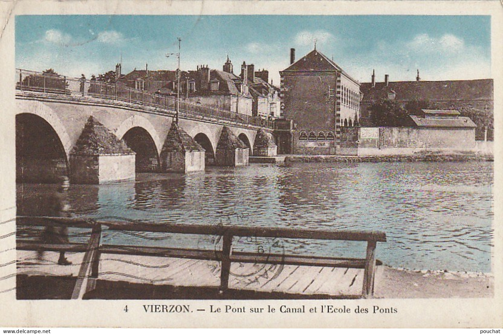 PE 12 -(18) VIERZON - LE PONT SUR LE CANAL ET L' ECOLE DES PONTS  - 2 SCANS - Vierzon