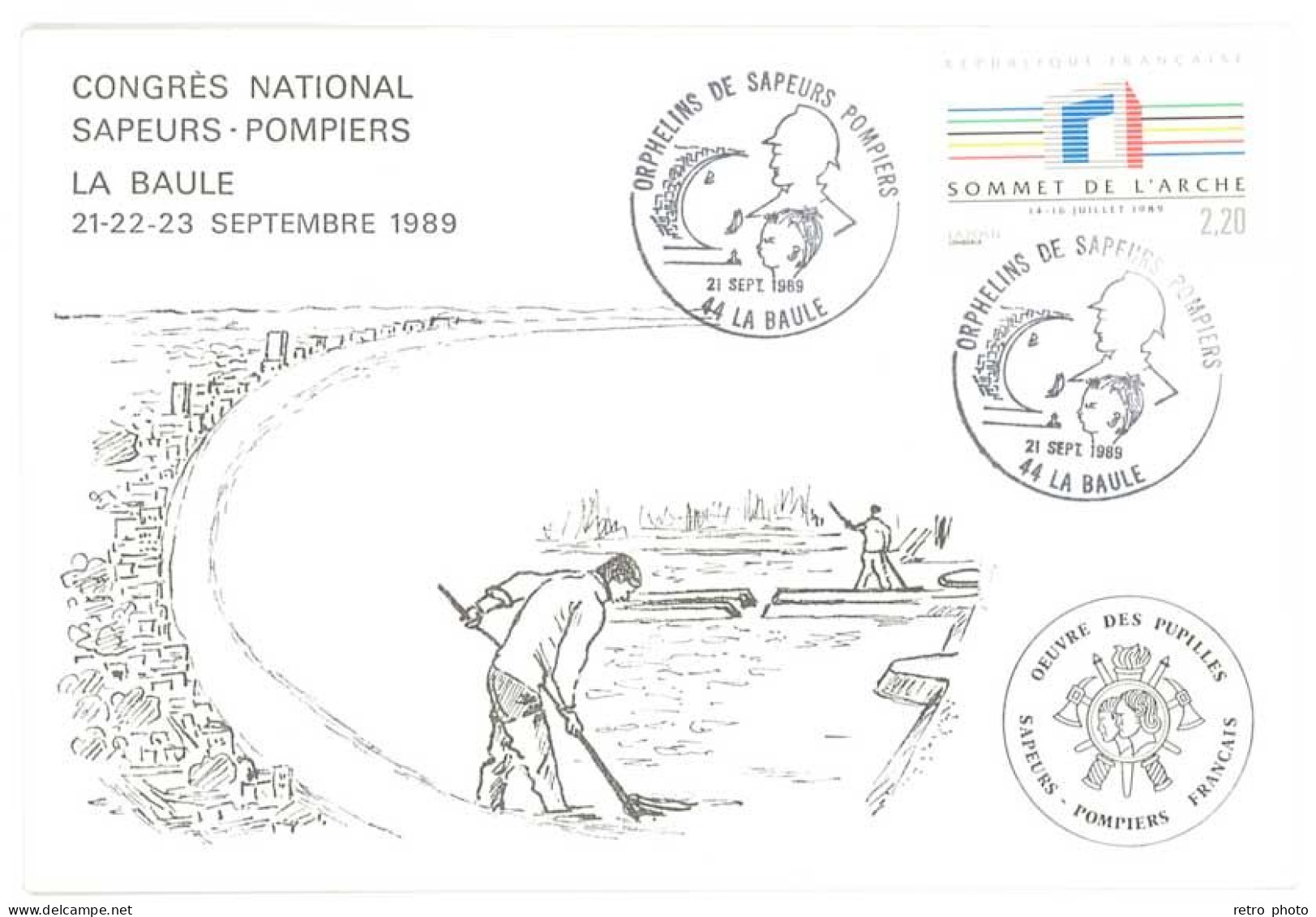 Cp Congrès National Sapeurs-Pompiers La Baule 1989  (PHIL) - Covers & Documents