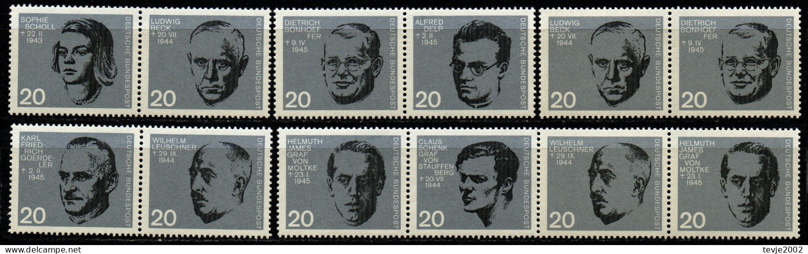 Deutschland Bund 1964 - Zusammenendrucke Aus Mi.Nr. Block 3 - Postfrisch MNH - Zusammendrucke