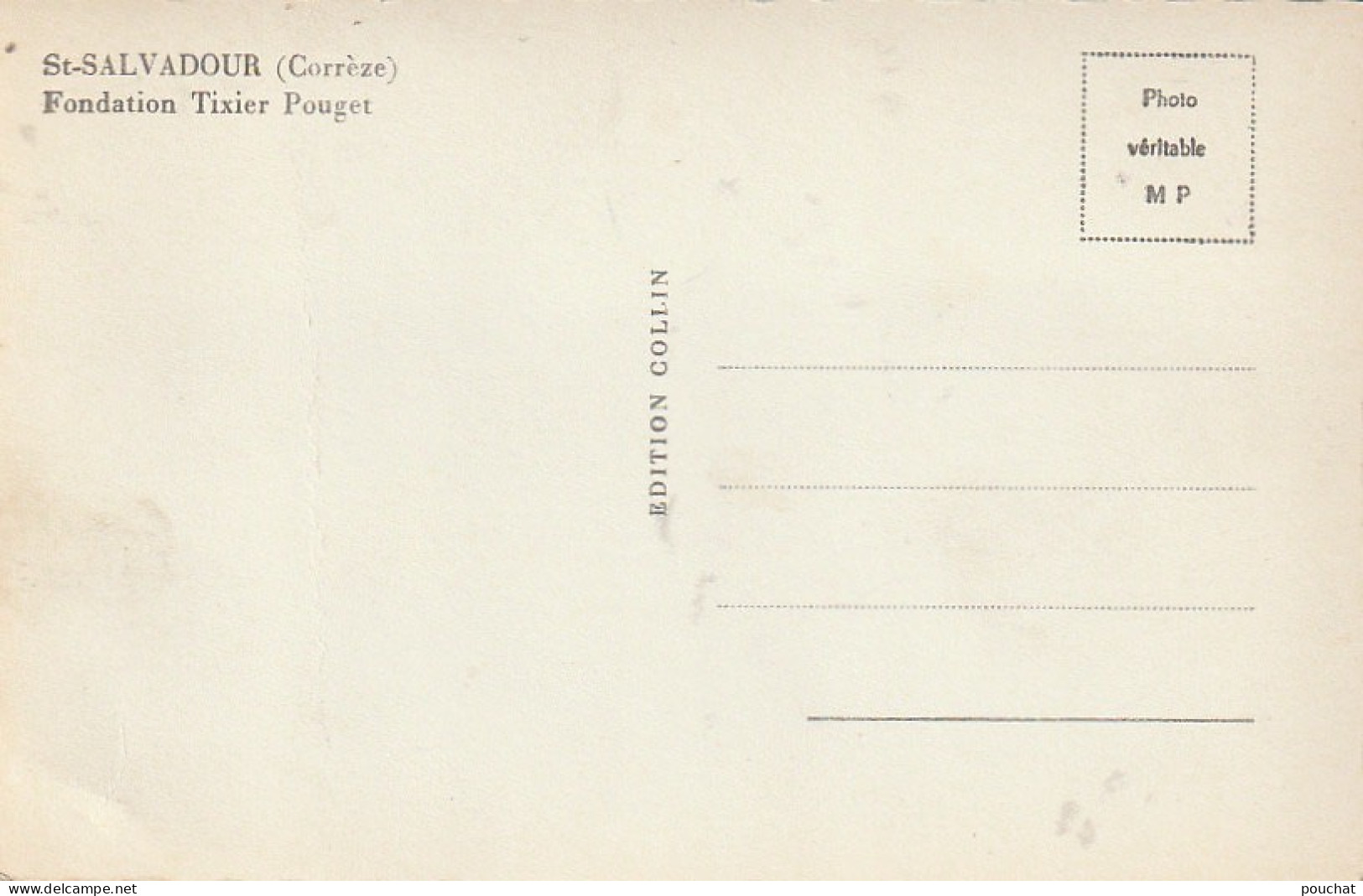 PE 15 -(19) SAINT SALVADOUR - FONDATION TIXIER POUGET - 2 SCANS - Other & Unclassified