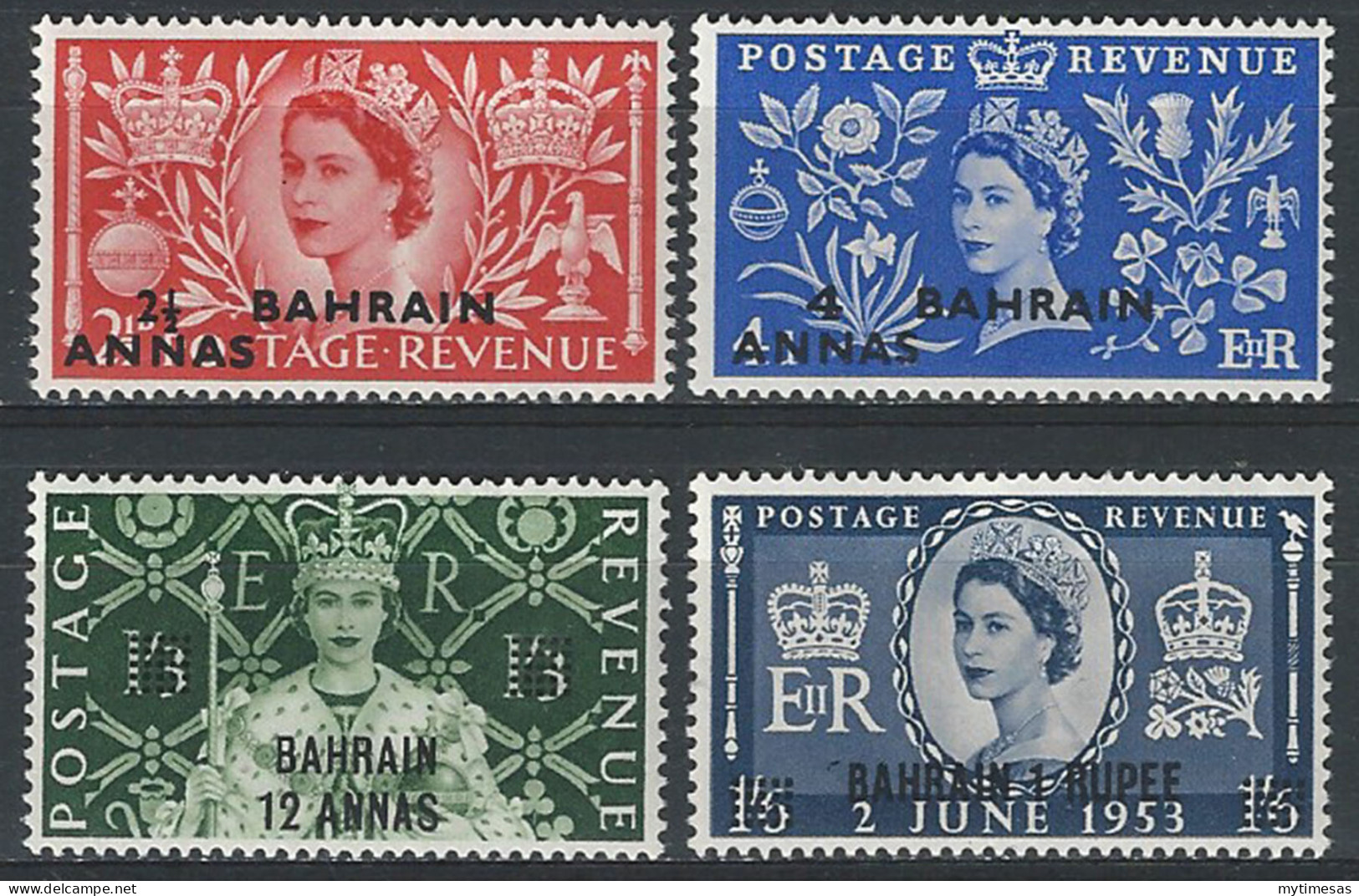 1953 Bahrain Incoronazione 4v. MNH SG N. 90/93 - Sonstige & Ohne Zuordnung