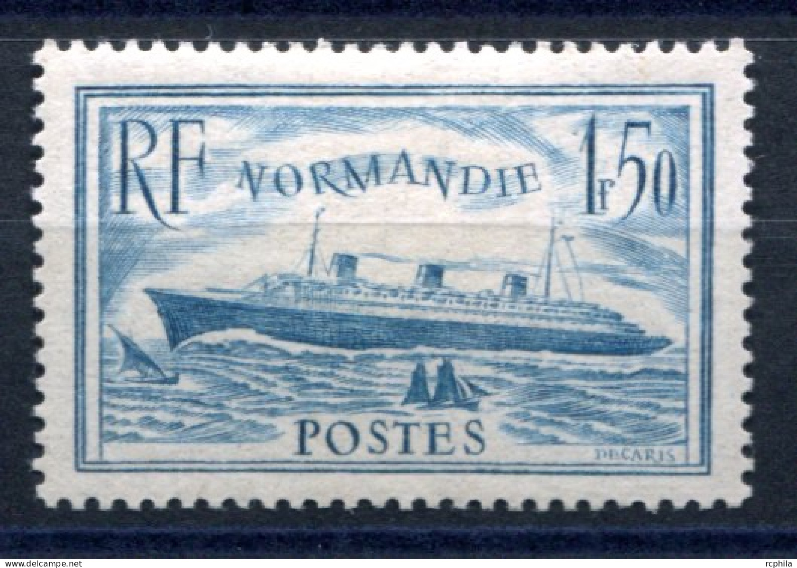 RC 27583 FRANCE COTE 70€ N° 300 PAQUEBOT NORMANDIE BLEU CLAIR NEUF * MH TB - Nuevos