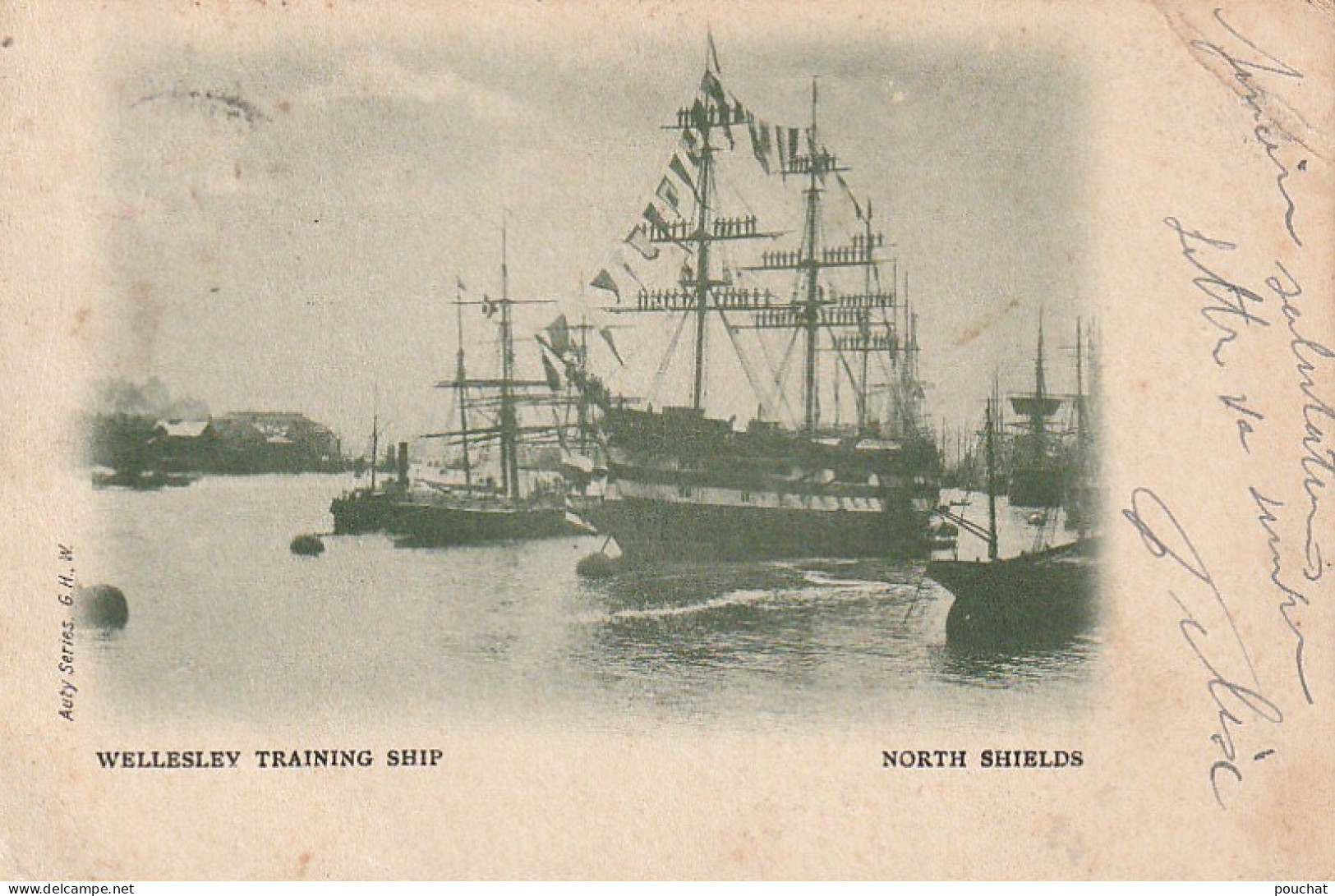 PE 18 - NORTH SHIELDS - WELLESLEY TRAINING SHIP - NAVIRE ECOLE (1904) - 2 SCANS - Newcastle-upon-Tyne