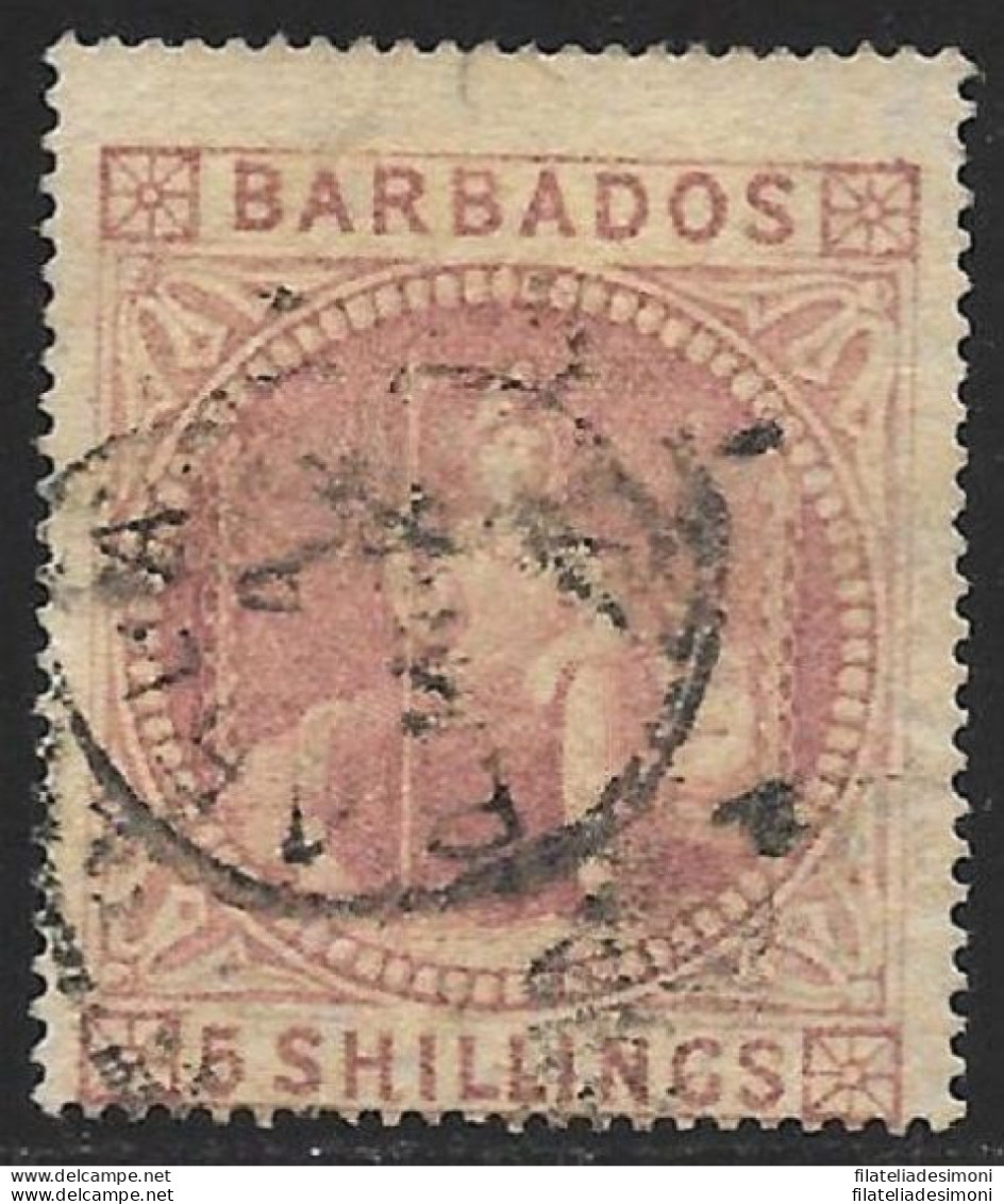 1873 BARBADOS, N° 64  5sh. Dull Rose USED - Autres & Non Classés