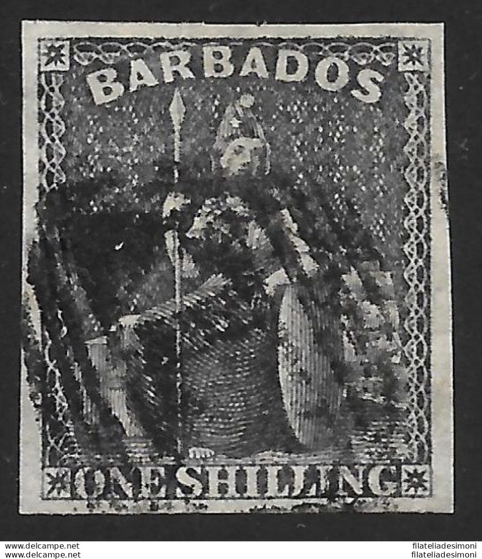 1858 BARBADOS, N. 12a - 1 Scellino Black USED - Sonstige & Ohne Zuordnung