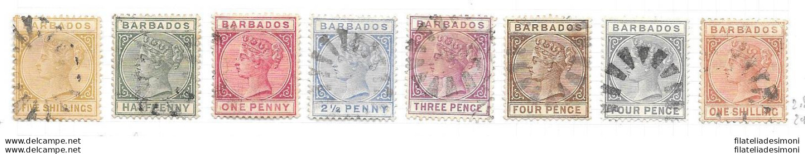 1882-86 BARBADOS, N. 89/103  8 Val.  USED - Altri & Non Classificati