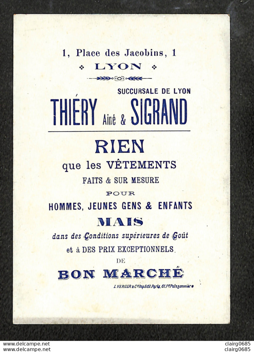 CHROMOS - THIERY Ainé Et SIGRAND VETEMENTS - LYON - 14,5 X  10 - Fille  Avec Un Chien - Sonstige & Ohne Zuordnung