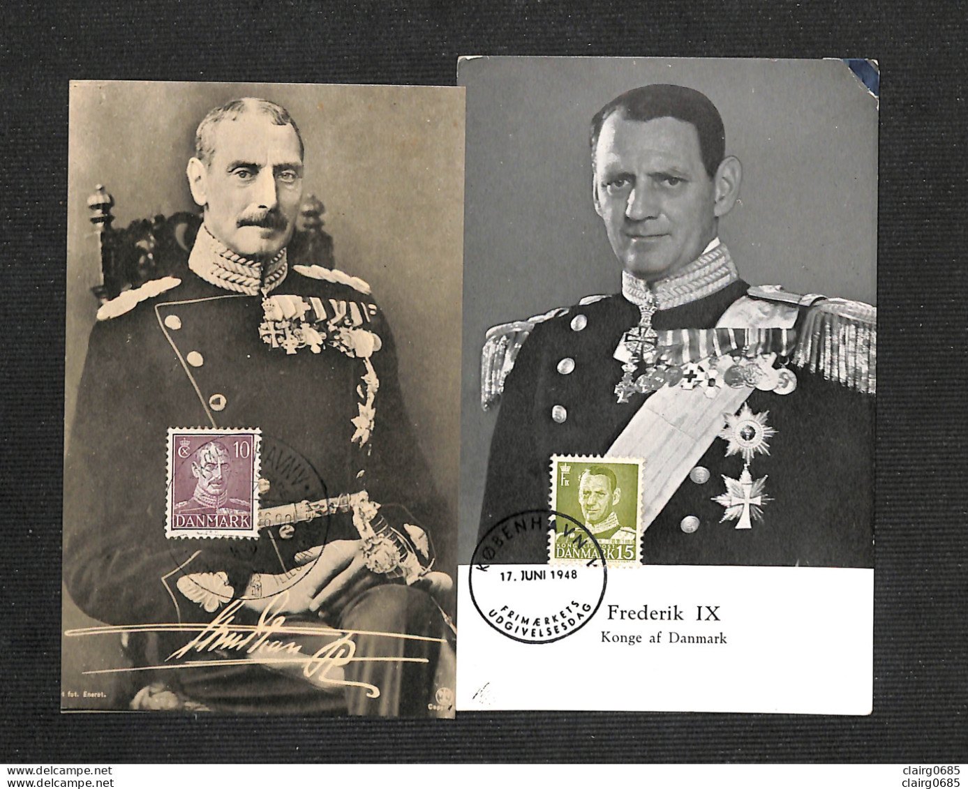 DANEMARK - DANMARK - 2 Cartes MAXIMUM 1948 - Konge Af Danmark Frederik IX - Cartoline Maximum