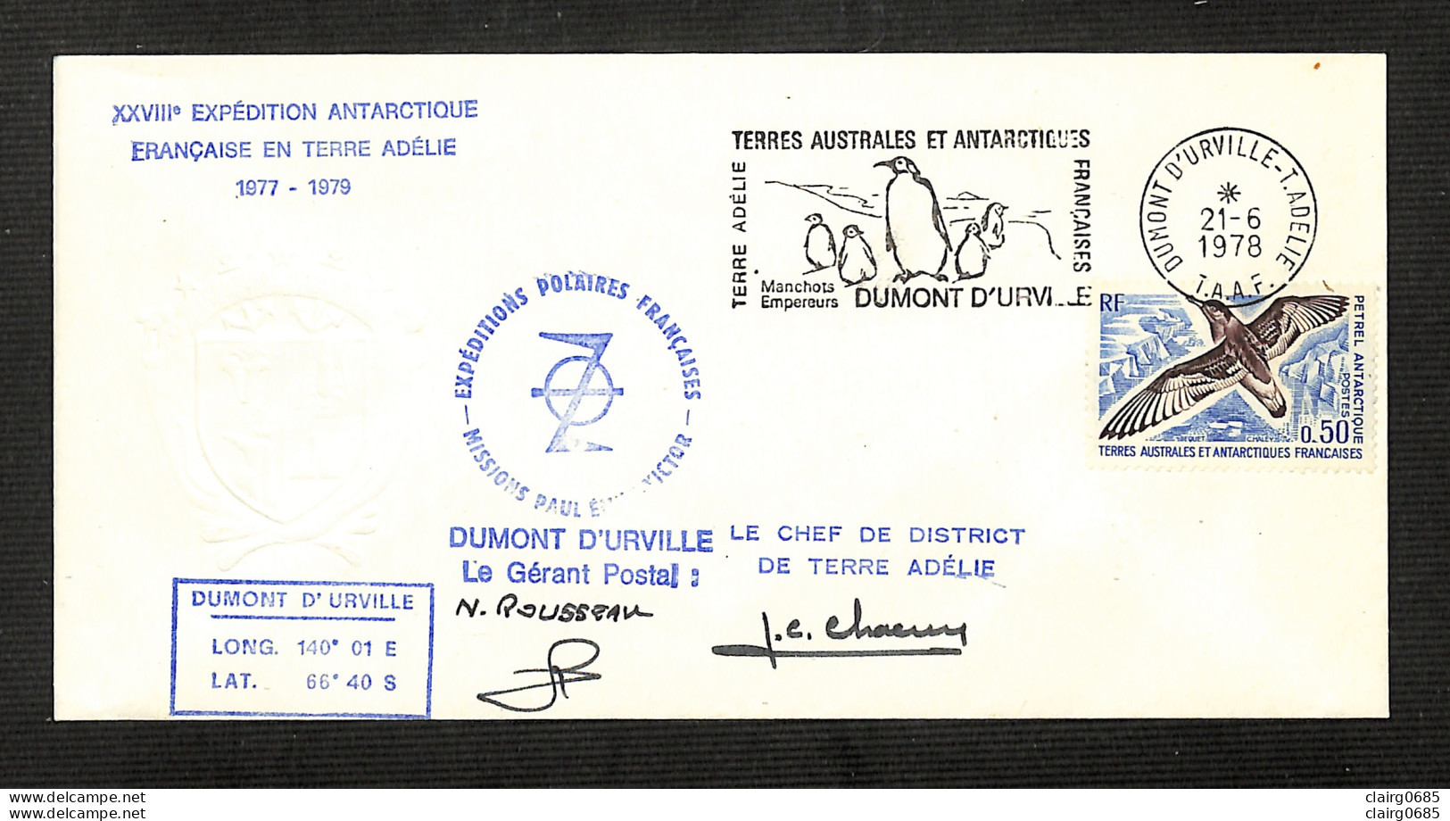 ENVELOPPE PREMIER JOUR - TERRES AUSTRALES ET ANTARCTIQUES FRANÇAISES (T.A.A.F.) - MANCHOTS EMPEREURS - 1978  - FDC