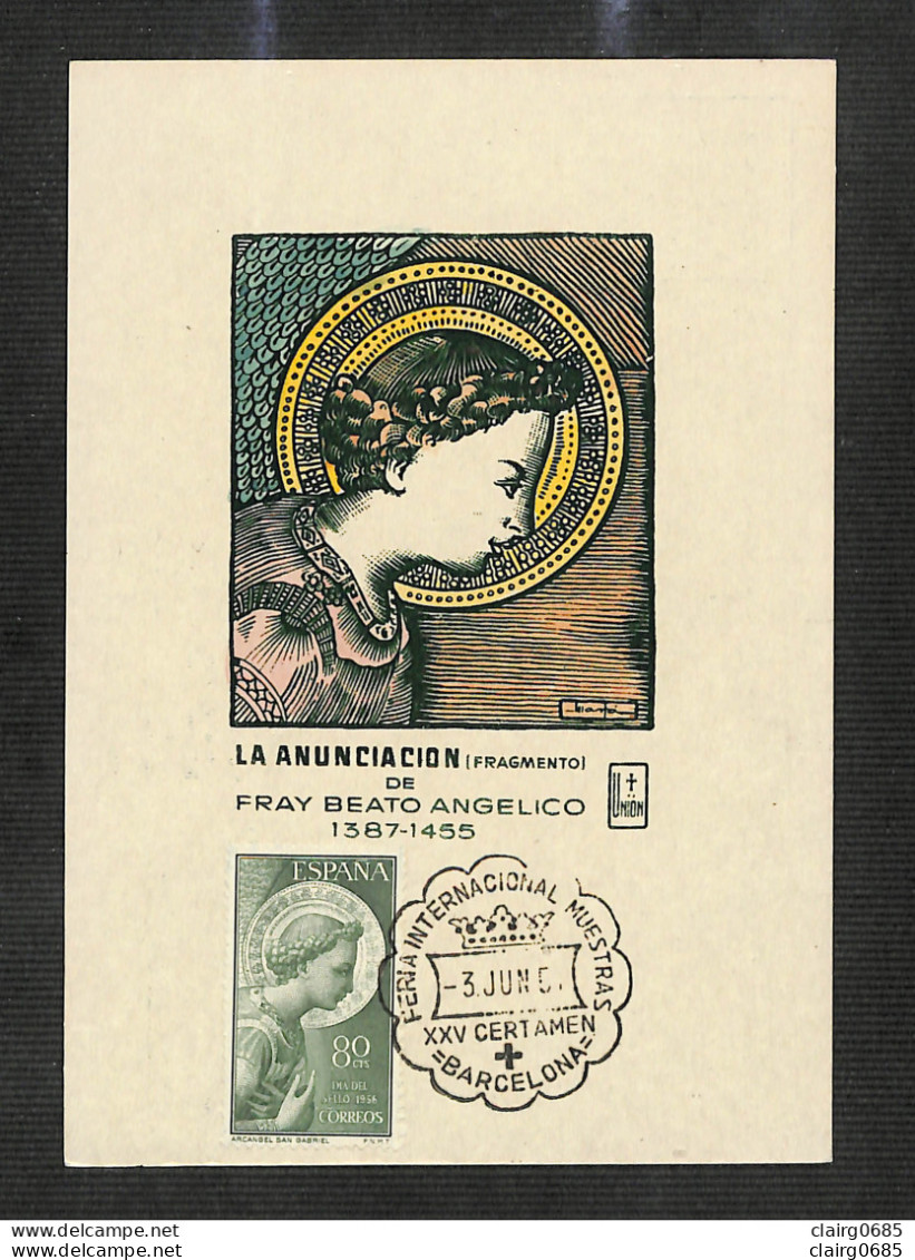 ESPAGNE - ESPAÑA - Carte MAXIMUM 1956 ? - LA ANUNCIACION DE FRAY BEATO ANGELICO - RARE - Maximumkarten