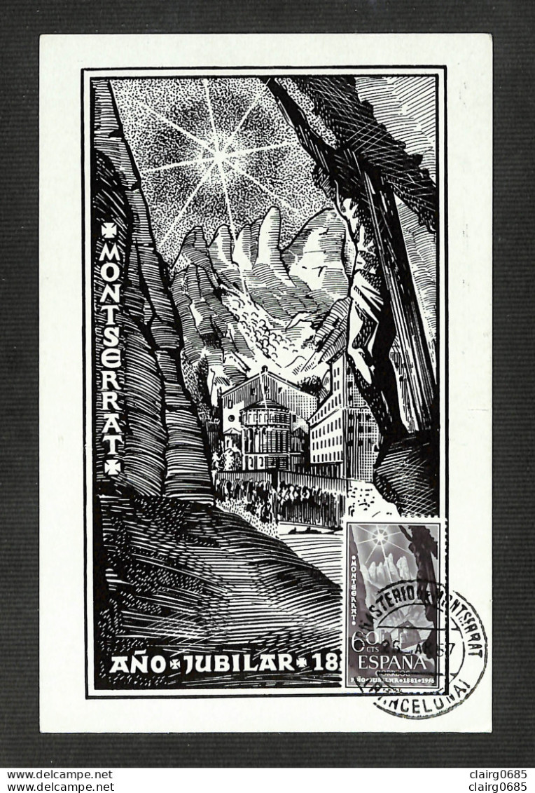 ESPAGNE - ESPAÑA - Carte MAXIMUM 1957 - MONTSERRAT ĀÑO - JUBILAR - RARE - Maximum Cards