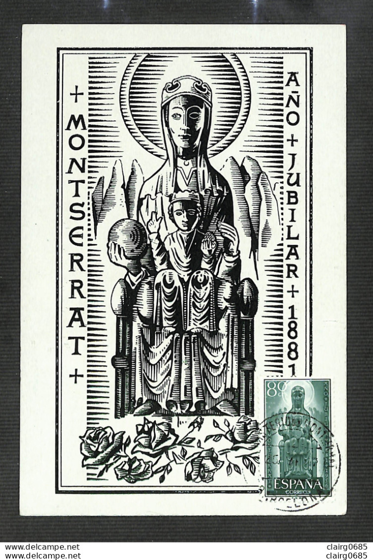 ESPAGNE - ESPAÑA - Carte MAXIMUM 1957 - MONTSERRAT ĀÑO - JUBILAR - RARE - Tarjetas Máxima