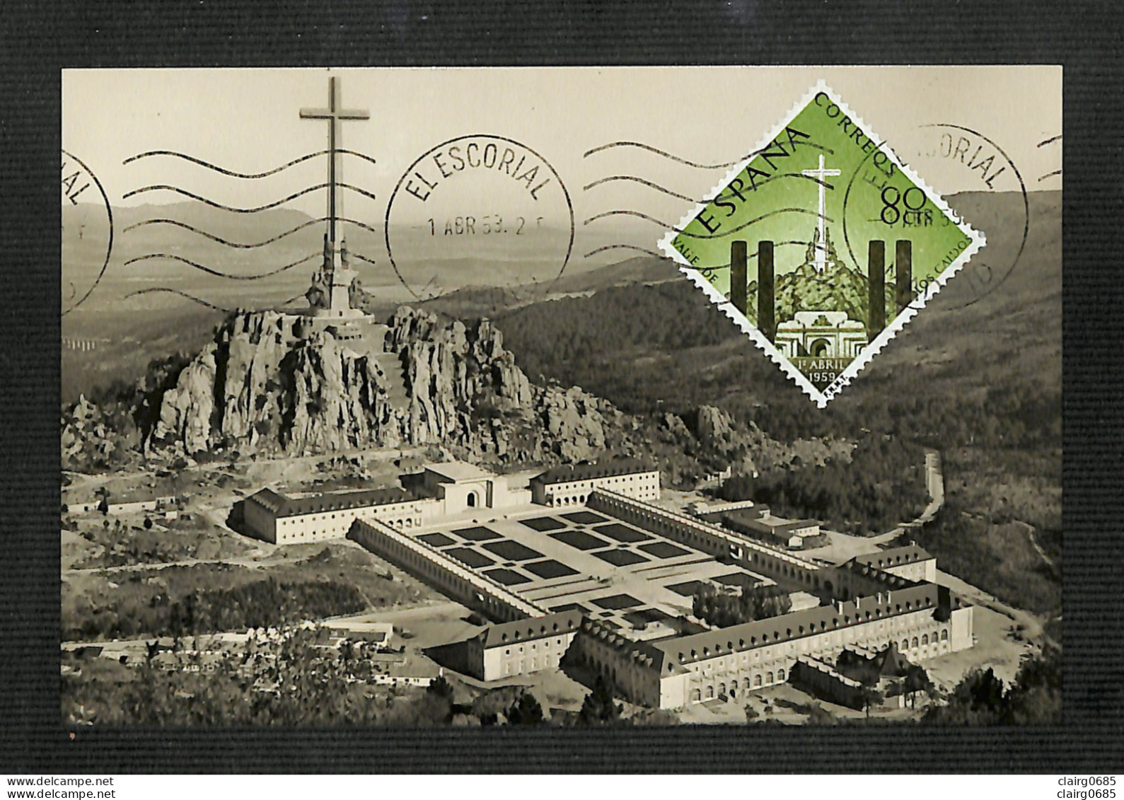 ESPAGNE - ESPAÑA - Carte MAXIMUM 1959 - Abadia De Santa Cruz Del Valle De Los Caídos - RARE - Cartoline Maximum
