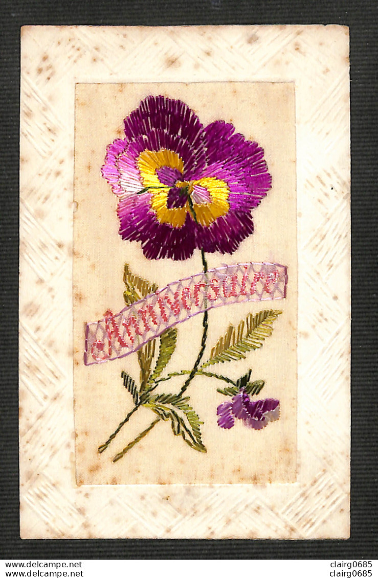 FANTAISIE - CARTE BRODÉE - ANNIVERSAIRE - Fleurs - Embroidered