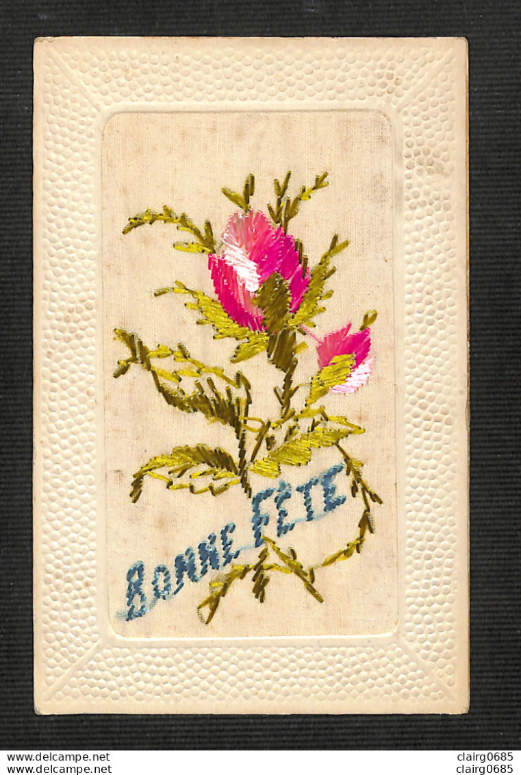 FANTAISIE - CARTE BRODÉE - BONNE ANNÉE - Fleurs - 1919 - Embroidered