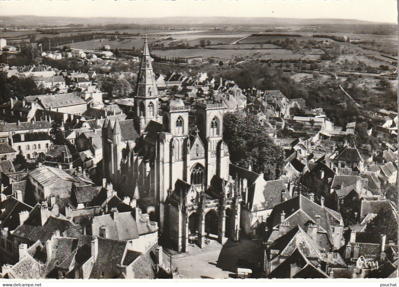 PE 21-(21) SEMUR EN AUXOIS -LA CATHEDRALE NOTRE DAME - VUE AERIENNE - 2 SCANS - Semur