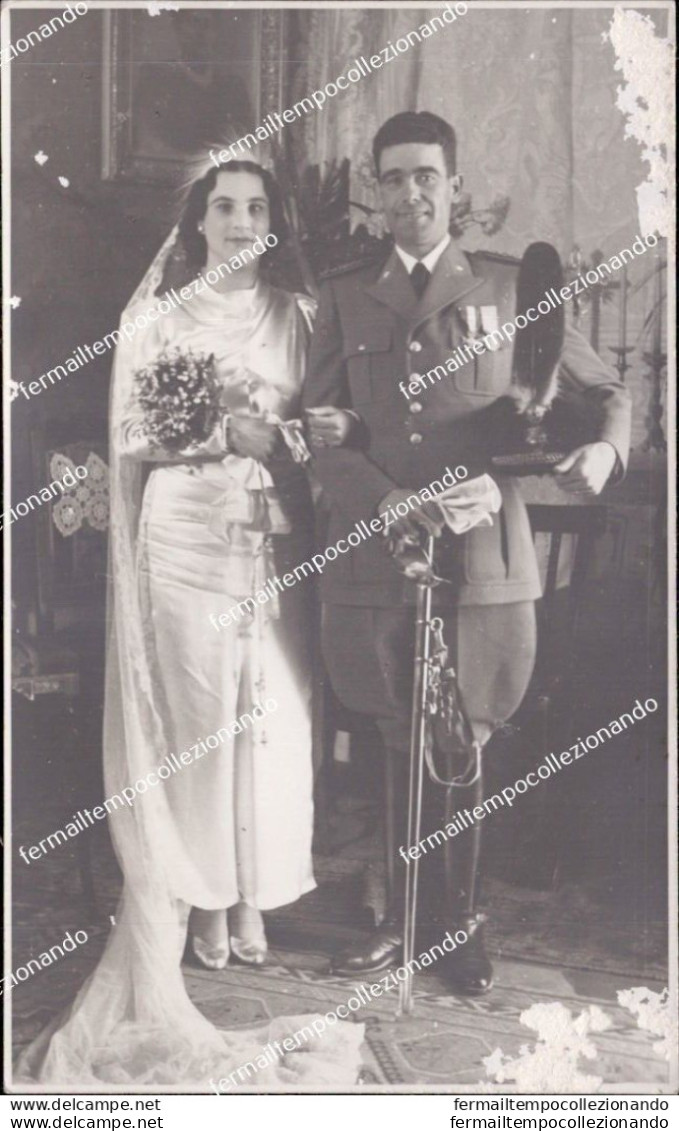 Be677 Cartolina Fotografica Militare Sposa Napoli 1937 - Artistes