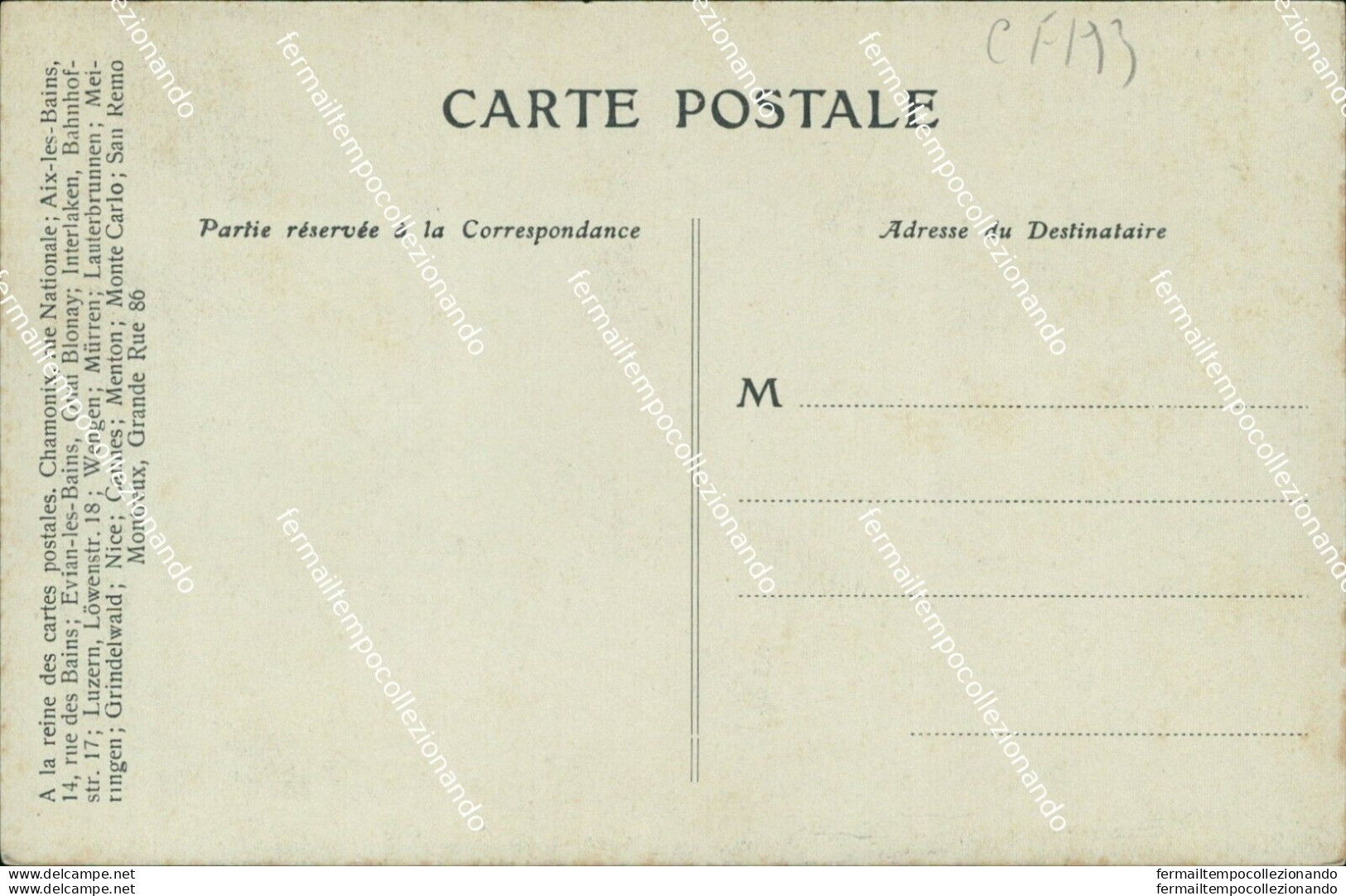 Cf193 Cartolina Chamonix Et L'aiguille Verte Francia France - Other & Unclassified