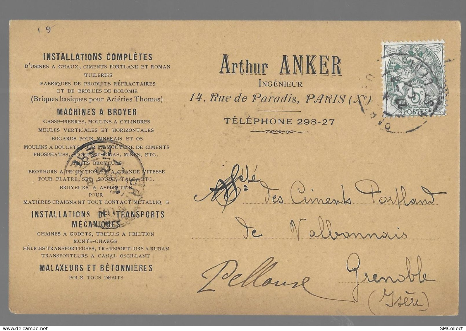 Carte Postale Arthur Anker, Ingénieur. Publicité Pour Boulets Pour Broyeurs (13650) - Industry