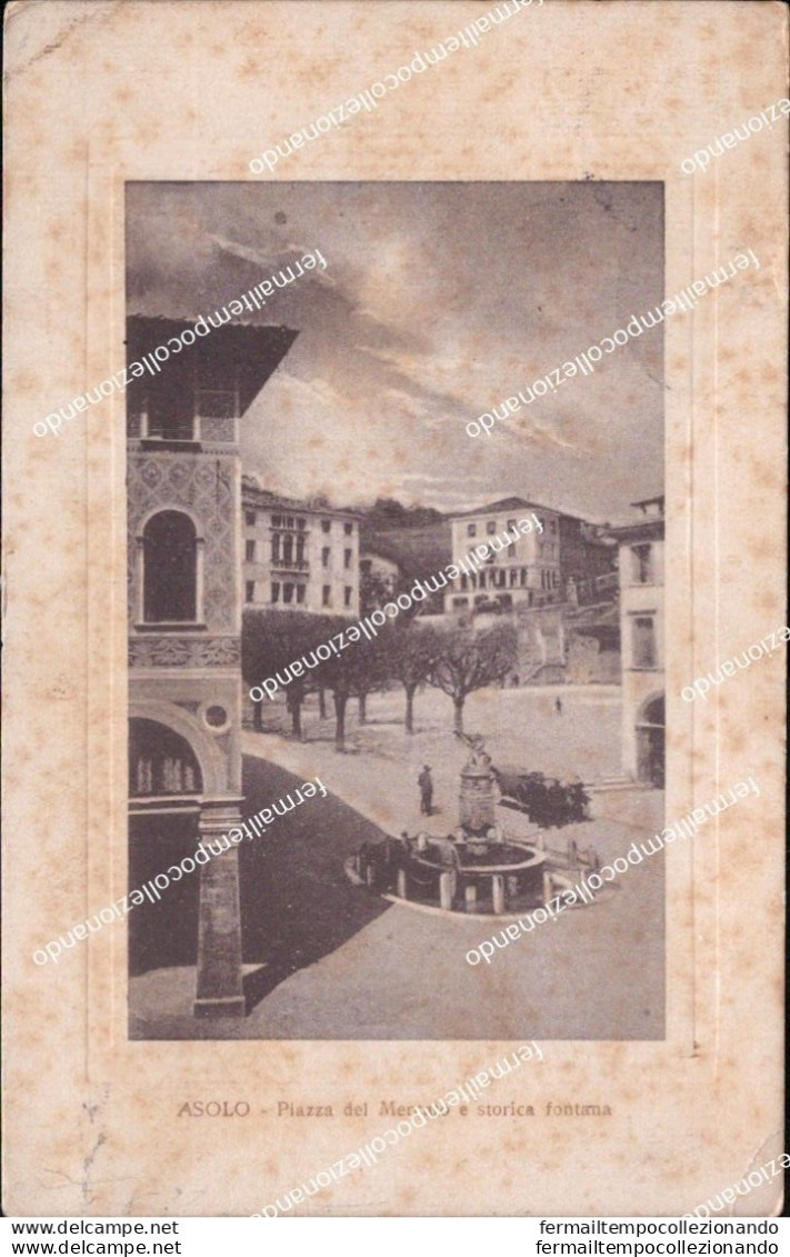 Be742 Cartolina Asolo Piazza Del Mercato E Storica Fontana Provincia Di Treviso - Treviso