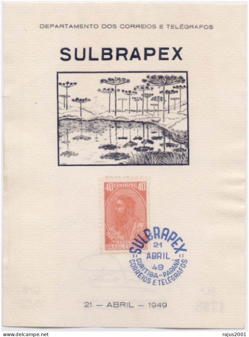 SULBRAPEX Tiradentes Leading Member Of The Colonial Brazilian Revolutionary President Printed Autograph Card 1949 Brazil - Storia Postale