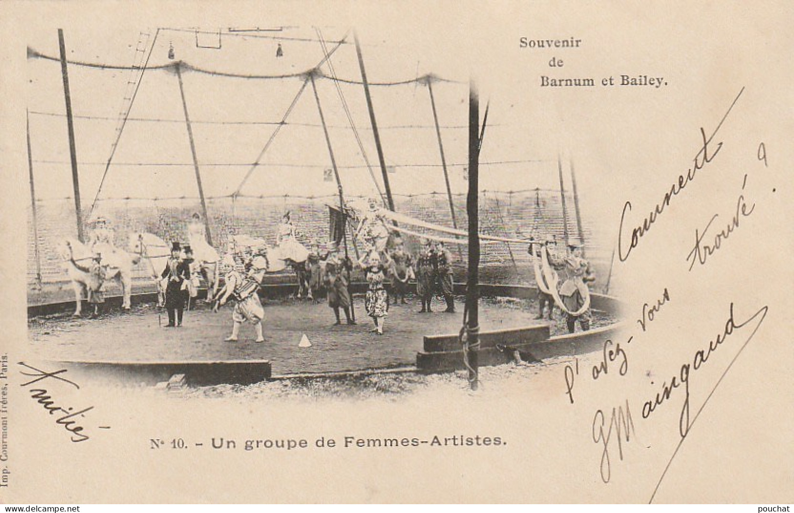 PE 26 - SOUVENIR DE BARNUM ET BAILEY - UN GROUPE DE FEMMES ARTISTES - EQUILIBRISTES , CHEVAUX (1902)- 2 SCANS - Zirkus