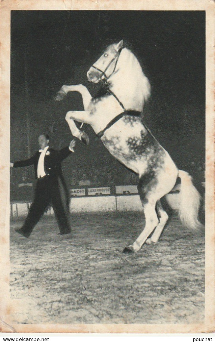 PE 26 - RADIO CIRCUS - " OURAL " , CHEVAL CABREUR PRESENTE PAR LE MAITRE ECUYER A . GRUSS - 2 SCANS - Cirque