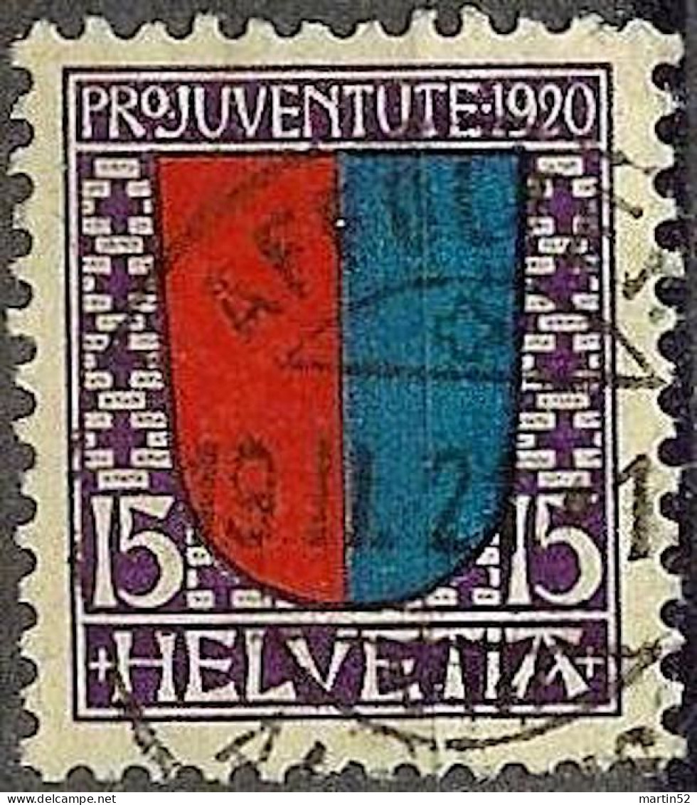 Schweiz Suisse Pro Juventute 1920: Wappen Ticino Zu WI17 Mi 155 Yv 178 Voll-⊙ AFFOLTERN 19.II.21 AM ALBIS (Zu CHF 10.00) - Used Stamps