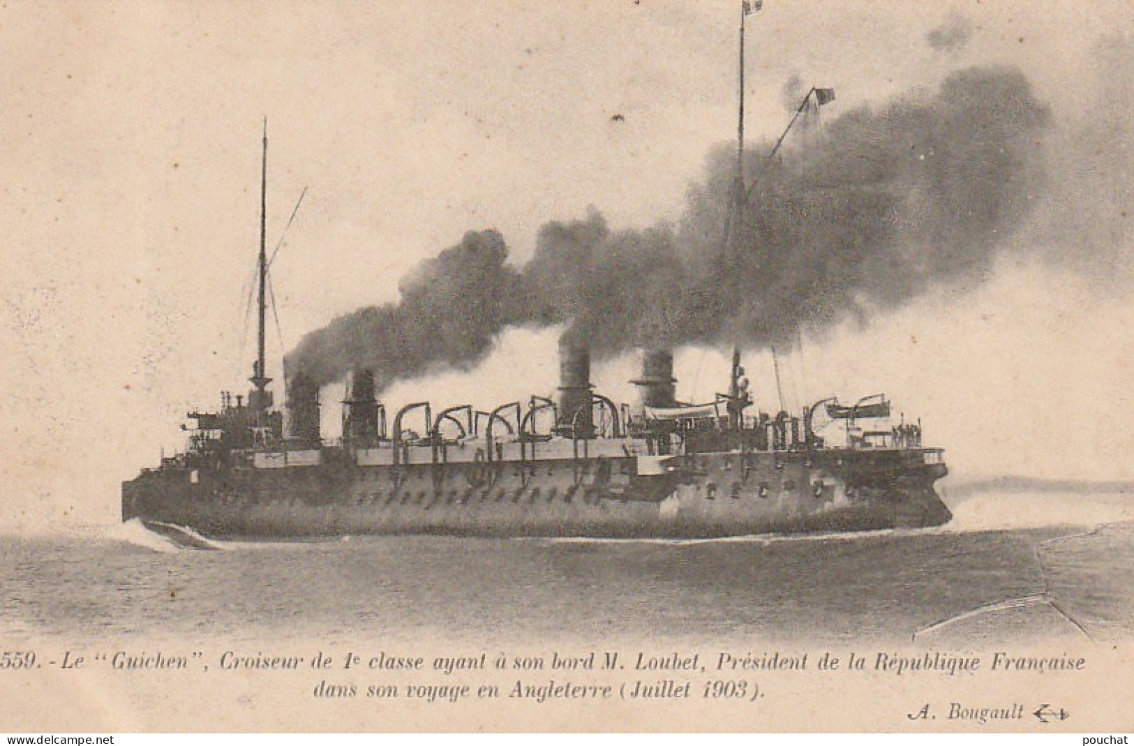 OP Nw28- " LE GUICHEN " , CROISEUR DE 1ère CLASSE , A SON BORD M. LOUBET , PRESIDENT- VOYAGE EN ANGLETERRE (1903) - Guerre