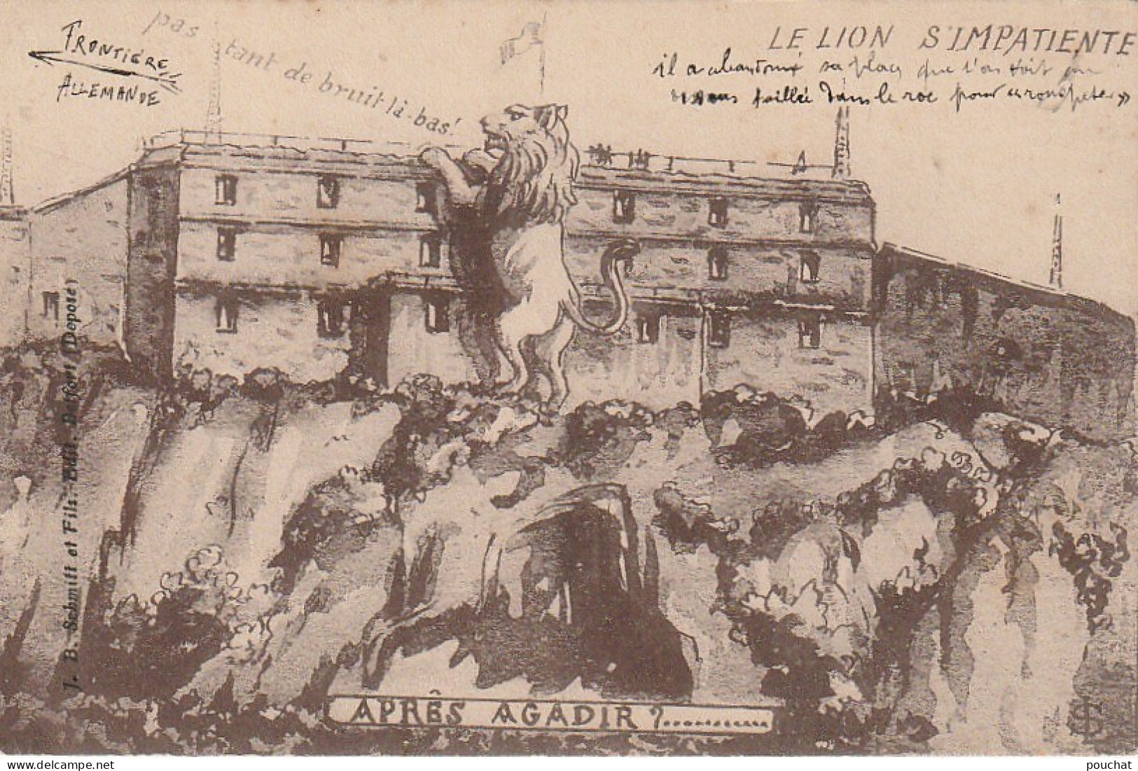 OP Nw29-(90)  " LE LION S' IMPATIENTE " - APRES AGADIR ?... - ILLUSTRATEUR L. S.  - EDIT. SCHMITT ET FILS , BELFORT - Patriotic
