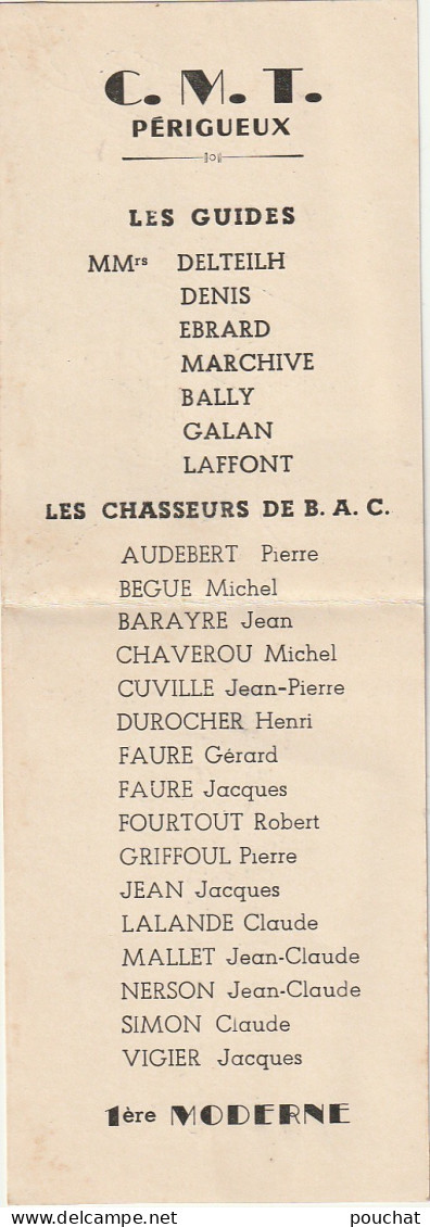 OP Nw30-(24) PROMO 1956/57 , 1 ère MODERNE , C. M. T. PERIGUEUX - ILLUSTRATION -  ENSEIGNANTS ET ELEVES - CARTE LIVRET  - Diplome Und Schulzeugnisse