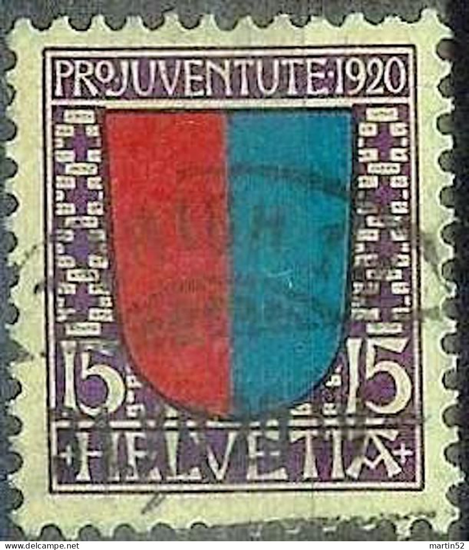 Schweiz Suisse Pro Juventute 1920: Wappen Ticino Zu WI17 Mi 155 Yv 178 Mit Voll-⊙ ZÜRICH 31.XII.20 (Zu CHF 10.00) - Gebraucht