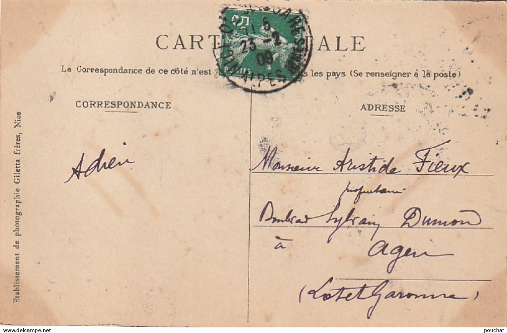 OP Nw31-(06) CARNAVAL DE NICE 1909 - CHAR DE LA BELLE MEUNIERE - MOULIN - CARTE COLORISEE - 2 SCANS - Karneval