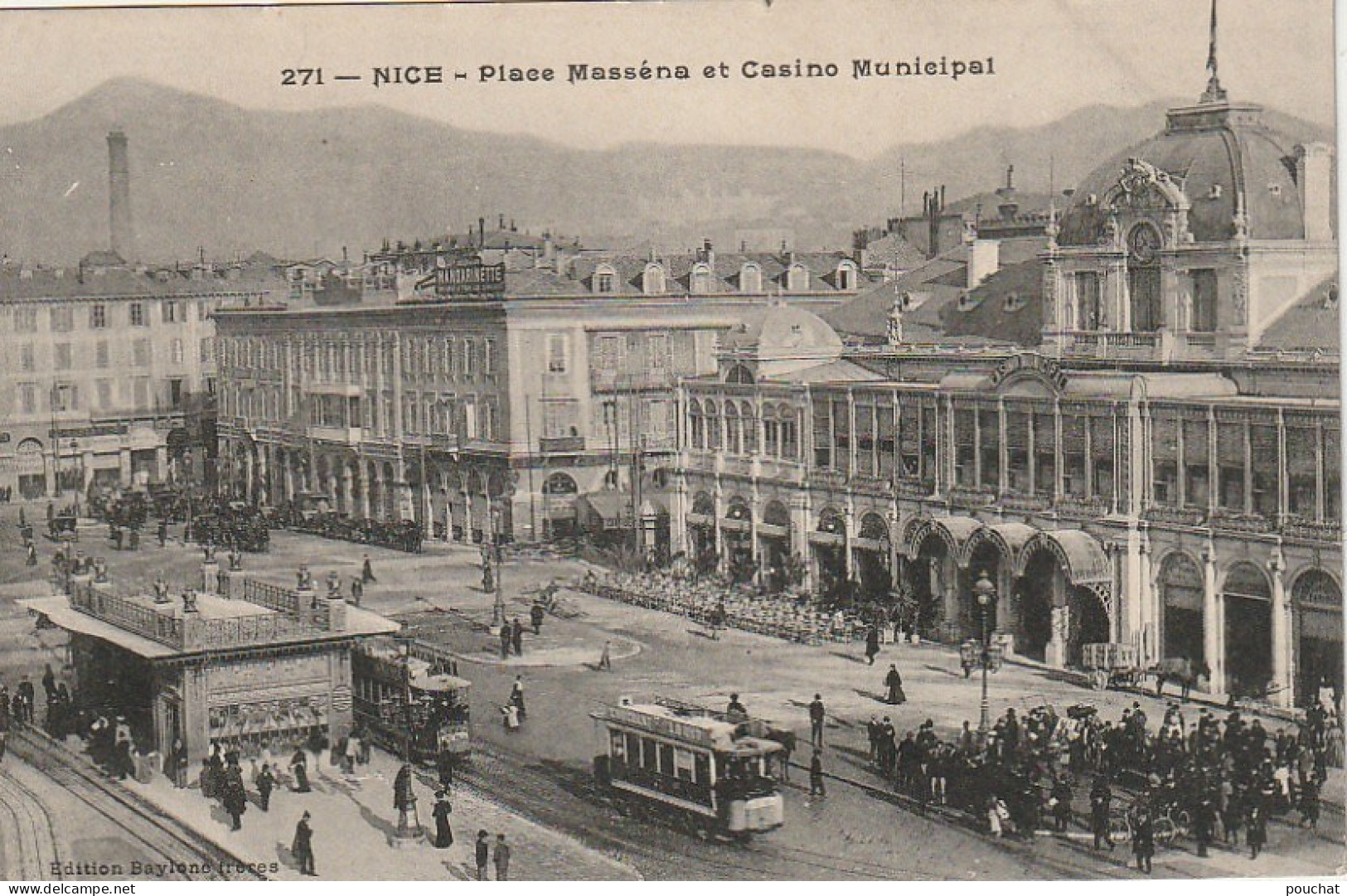 OP Nw31-(06) NICE - PLACE MASSENA ET CASINO MUNICIPAL - STATION DES TRAMWAYS - ANIMATION- 2 SCANS - Straßenverkehr - Auto, Bus, Tram