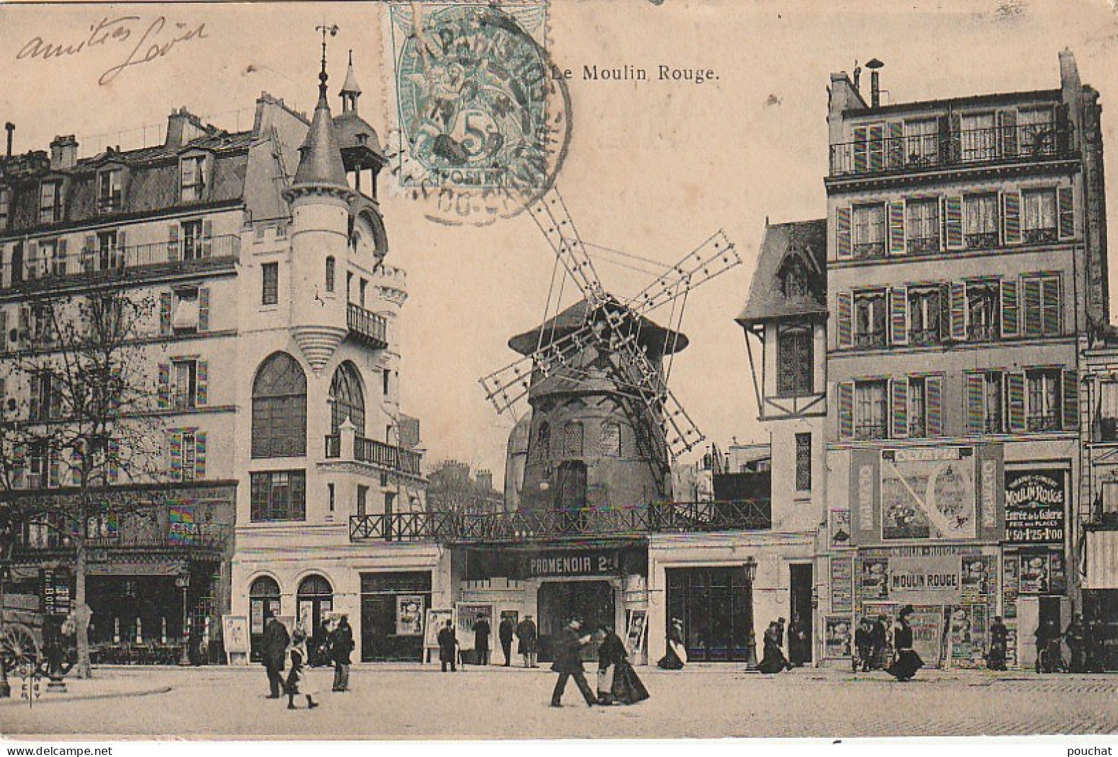 OP Nw33-(75) PARIS - LE MOULIN ROUGE - ANIMATION - BRASSERIE GRAFF (CORRESPONDANCE 1905 ) - 2 SCANS - Arrondissement: 18