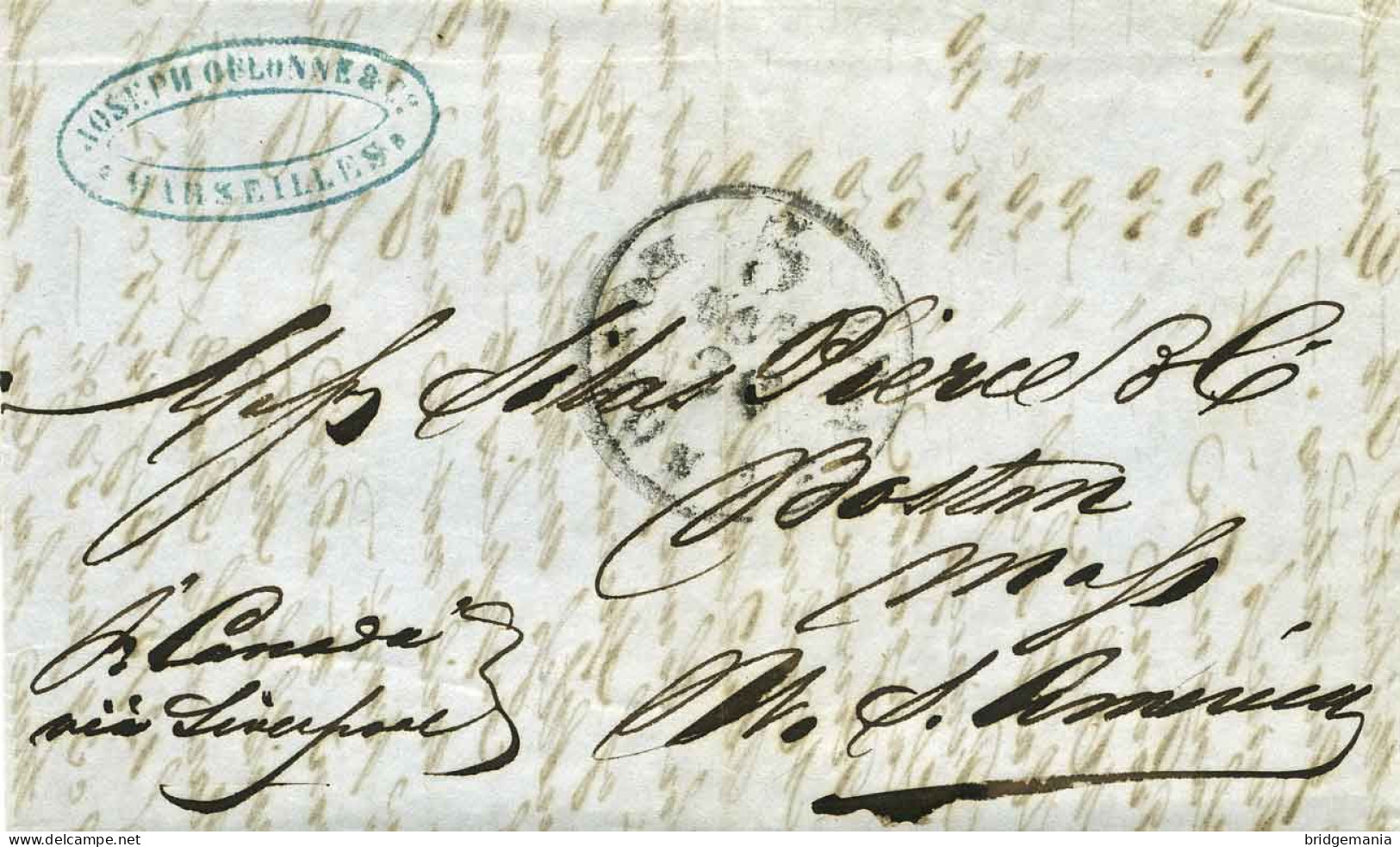 MTM124 - 1853 TRANSATLANTIC LETTER FRANCE TO USA STEAMER CANADA CUNARD - Marcofilia