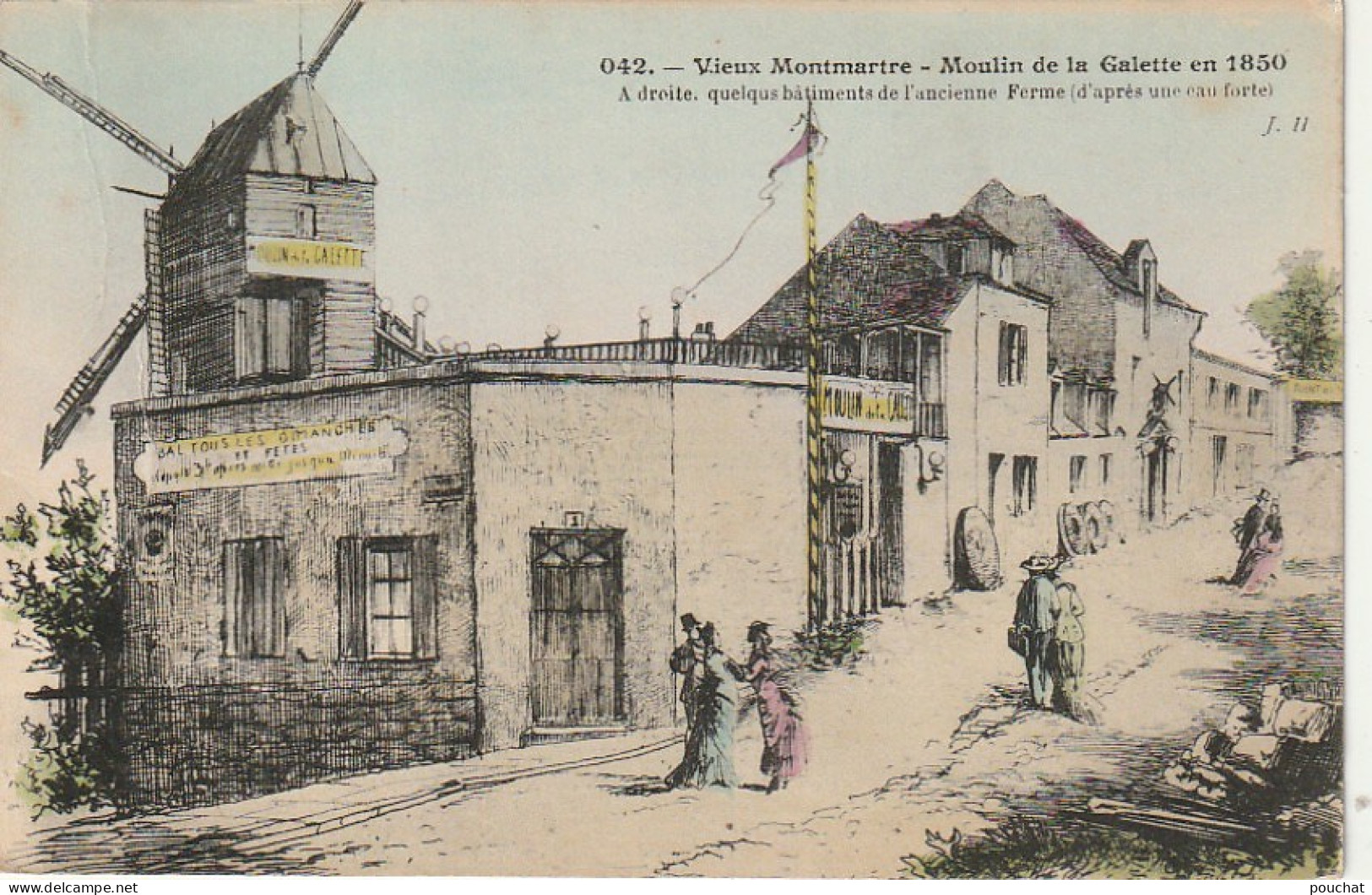 OP Nw33-(75)  PARIS 18e - VIEUX MONTMARTRE - MOULIN DE LA GALETTE EN 1850 - ILLUSTRATION - CARTE COLORISEE - Arrondissement: 18