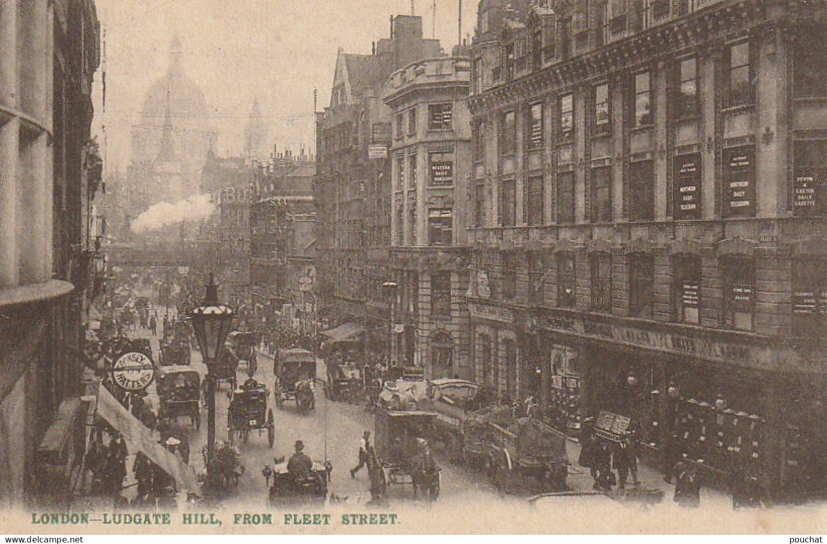 OP Nw34- LONDON ( ENGLAND ) - LUDGATE HILL , FROM FLEET STREET - HORSE DRAWN CARRIAGES - 2 SCANS - Sonstige & Ohne Zuordnung