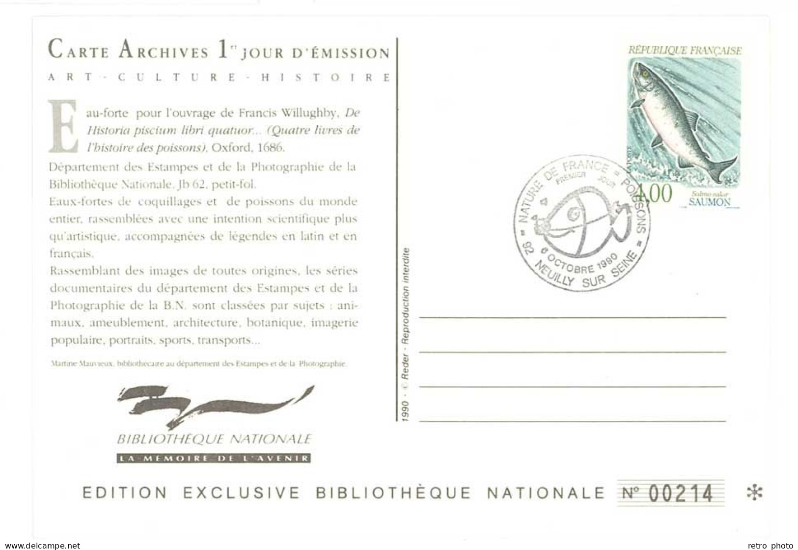 Cpm Carte Archives 1er Jour D'Emission - Poisson, Le Saumon  ( Tirage Limité )  (PHIL) - Other & Unclassified