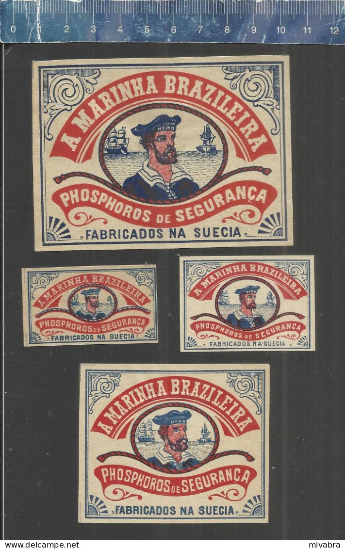 A MARINHA BRAZILEIRA (SAILOR SEAMAN MARINER SEAFARER MATROOS ) - OLD  EXPORT MATCHBOX LABELS MADE IN SWEDEN - Cajas De Cerillas - Etiquetas