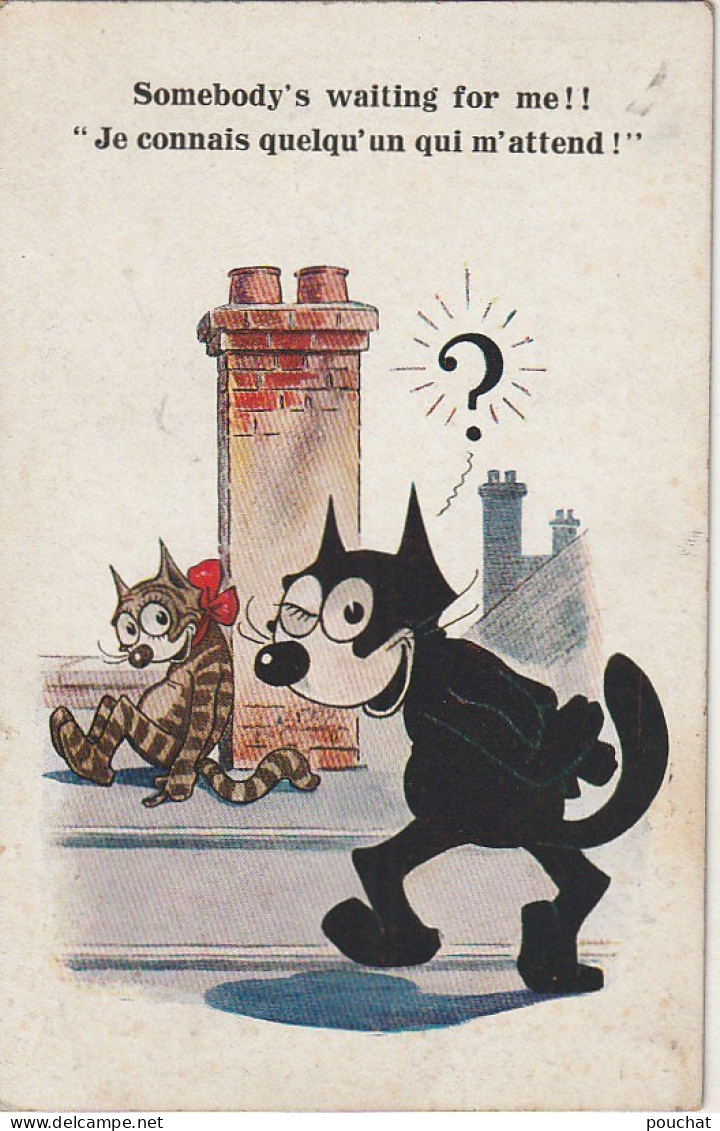 OP Nw36- " SOMEBODY'S WAITING FOR ME " -  FELIX LE CHAT EN COUPLE SUR LES TOITS - ILLUSTRATEUR PAT SULLIVAN - Cats